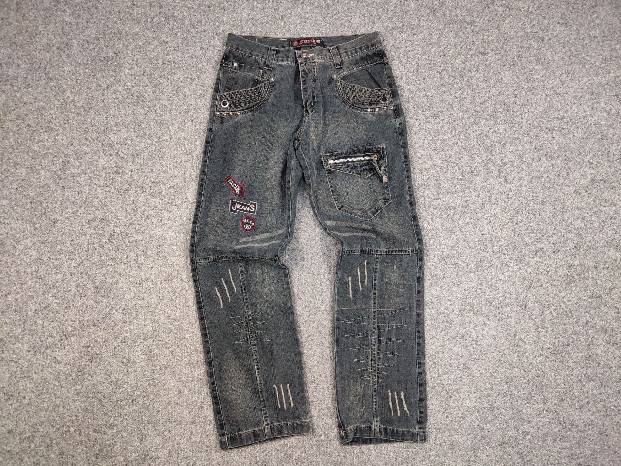 Japanese Brand Vintage 90's Japanese Distressed Washed Cargo Denim Jeans Size US 32 / EU 48 - 11 Thumbnail