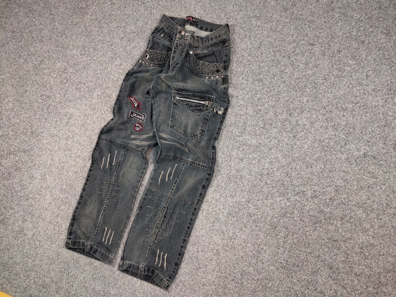 Japanese Brand Vintage 90's Japanese Distressed Washed Cargo Denim Jeans Size US 32 / EU 48 - 3 Thumbnail