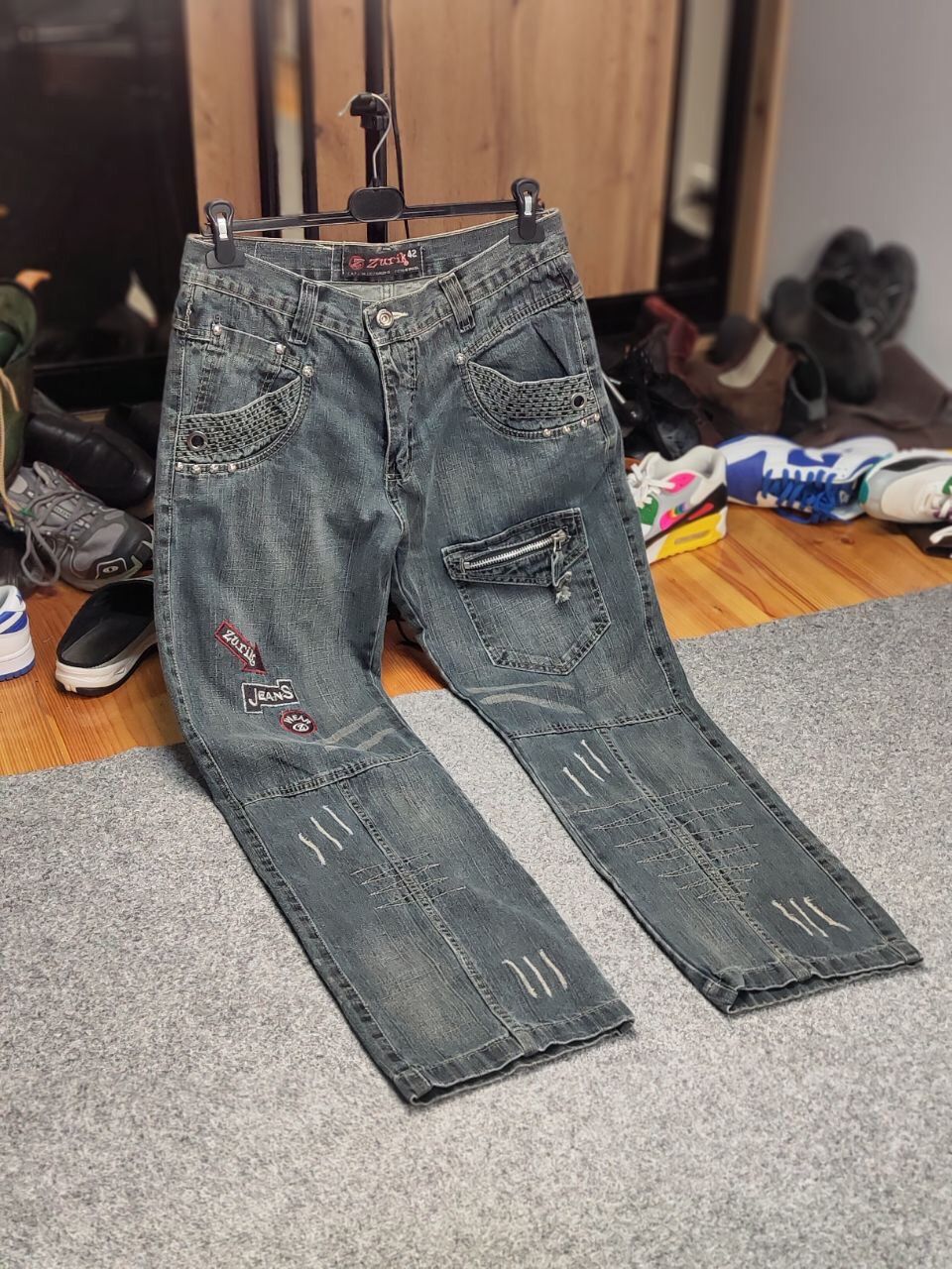 Japanese Brand Vintage 90's Japanese Distressed Washed Cargo Denim Jeans Size US 32 / EU 48 - 19 Thumbnail
