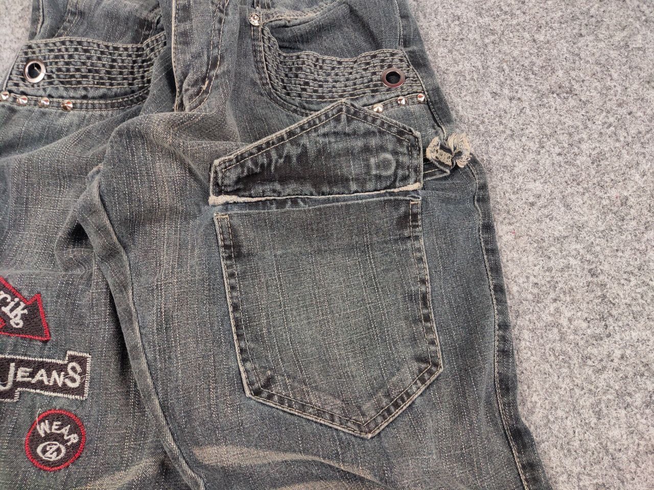 Japanese Brand Vintage 90's Japanese Distressed Washed Cargo Denim Jeans Size US 32 / EU 48 - 10 Thumbnail