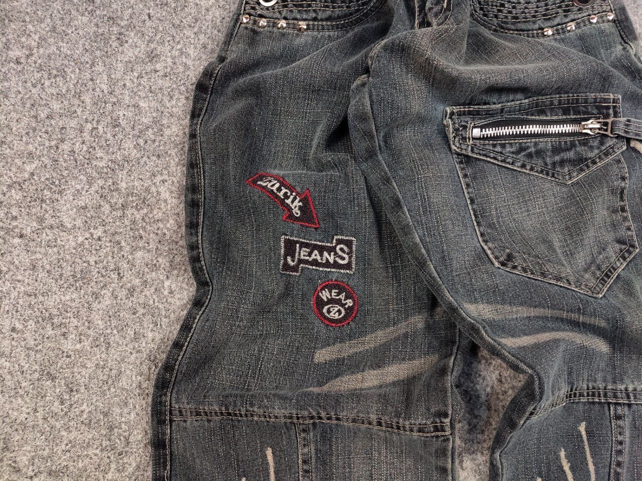 Japanese Brand Vintage 90's Japanese Distressed Washed Cargo Denim Jeans Size US 32 / EU 48 - 8 Thumbnail