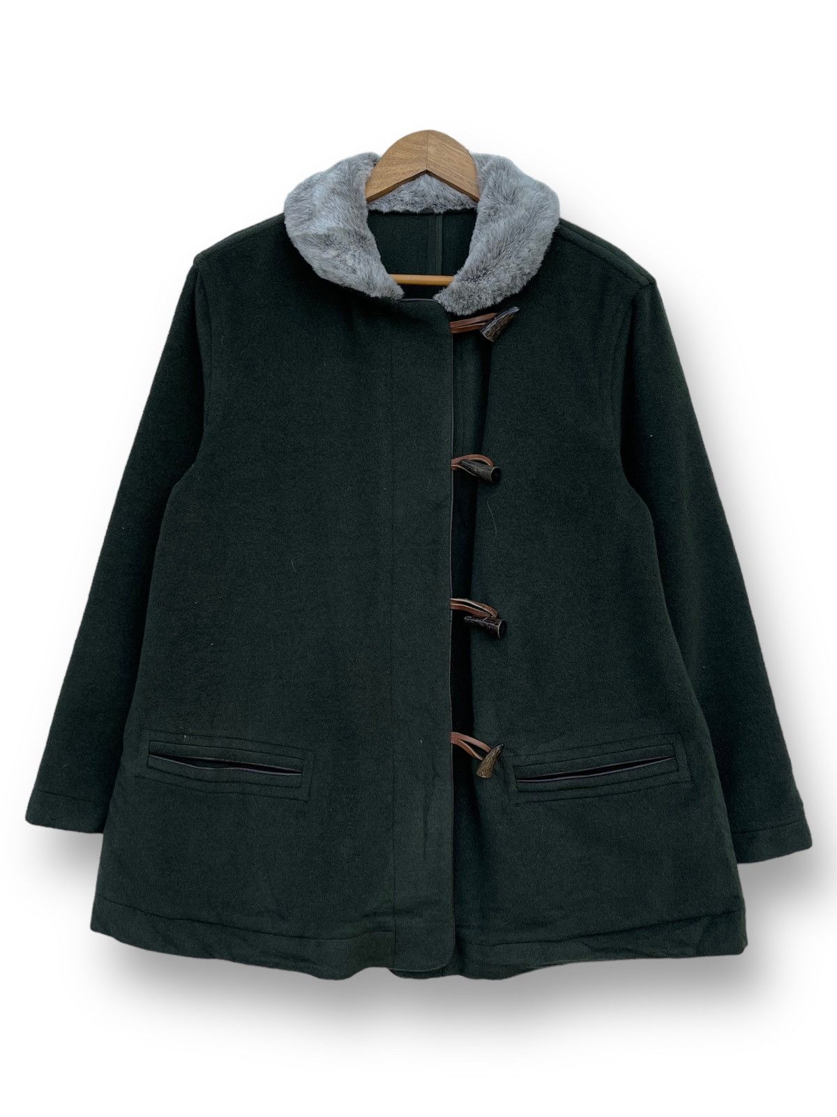 BIGI WOOL DUFFLE JACKET WITH FAUX FUR COLLAR