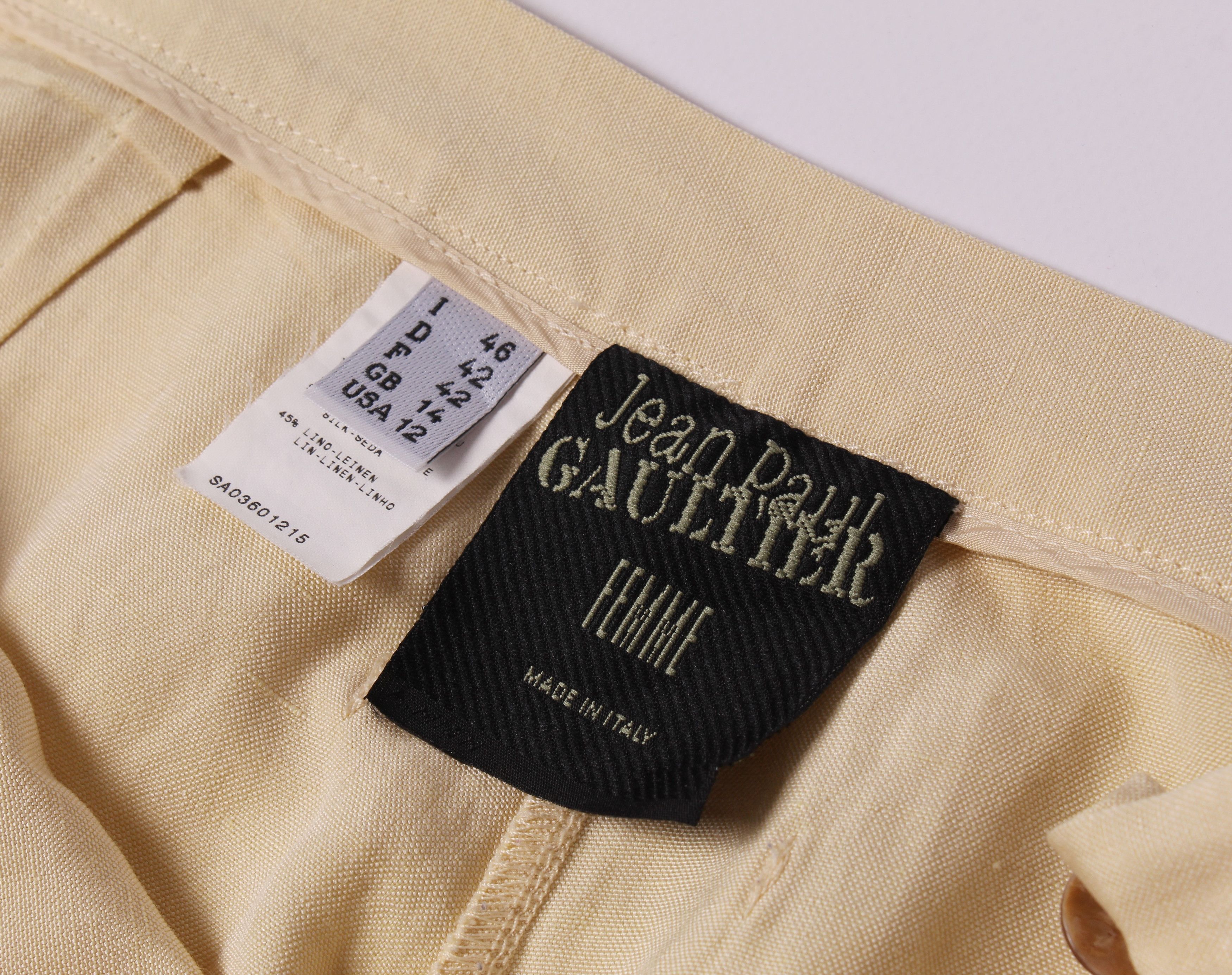 Jean Paul Gaultier × Vintage Jean Paul Gaultier Femme Flared Linen Silk Pants Trousers Size 30" / US 8 / IT 44 - 5 Thumbnail