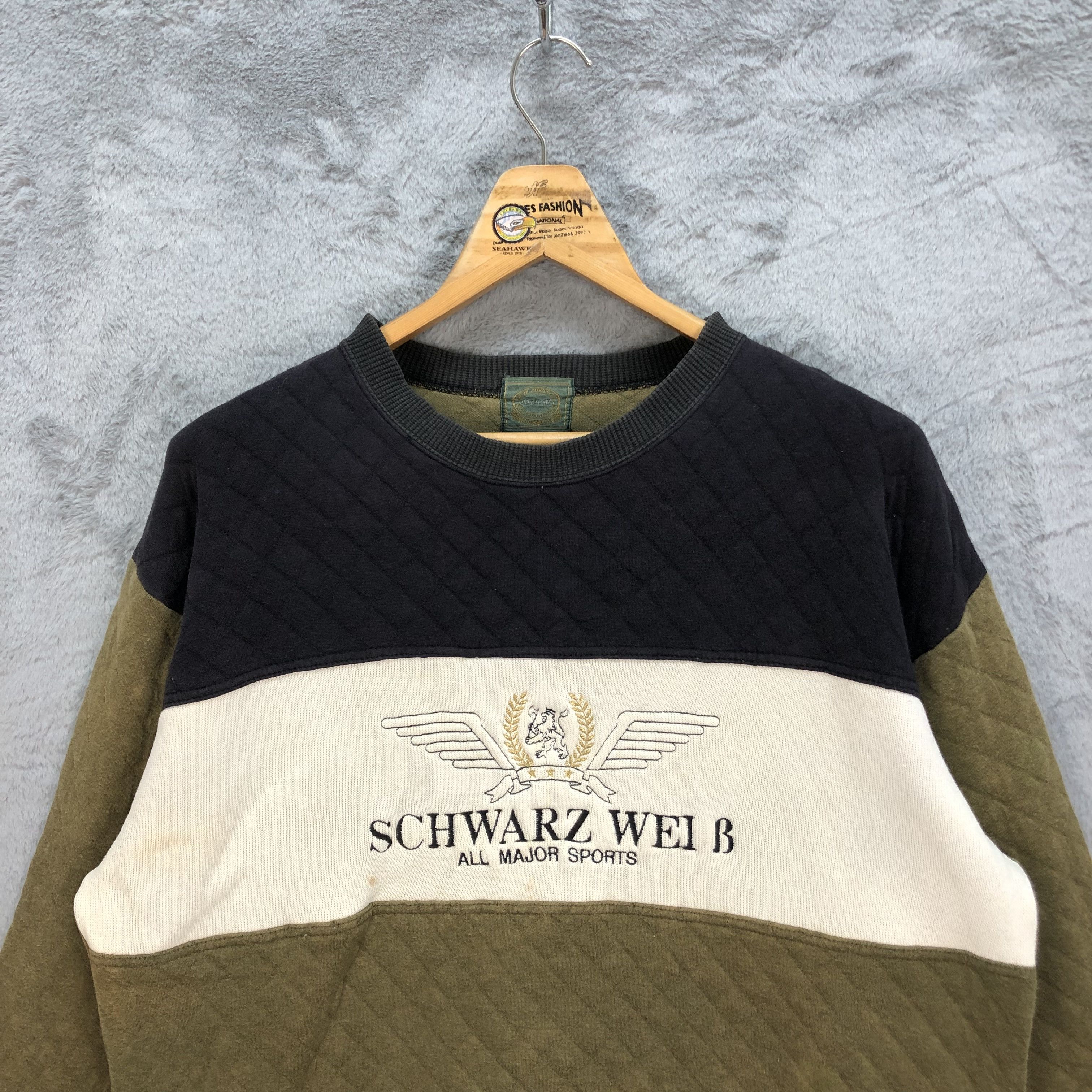 Japanese Brand Schwarz Wei B All Major Sport Quiltted Sweatshirts #5998-217 Size US L / EU 52-54 / 3 - 2 Thumbnail