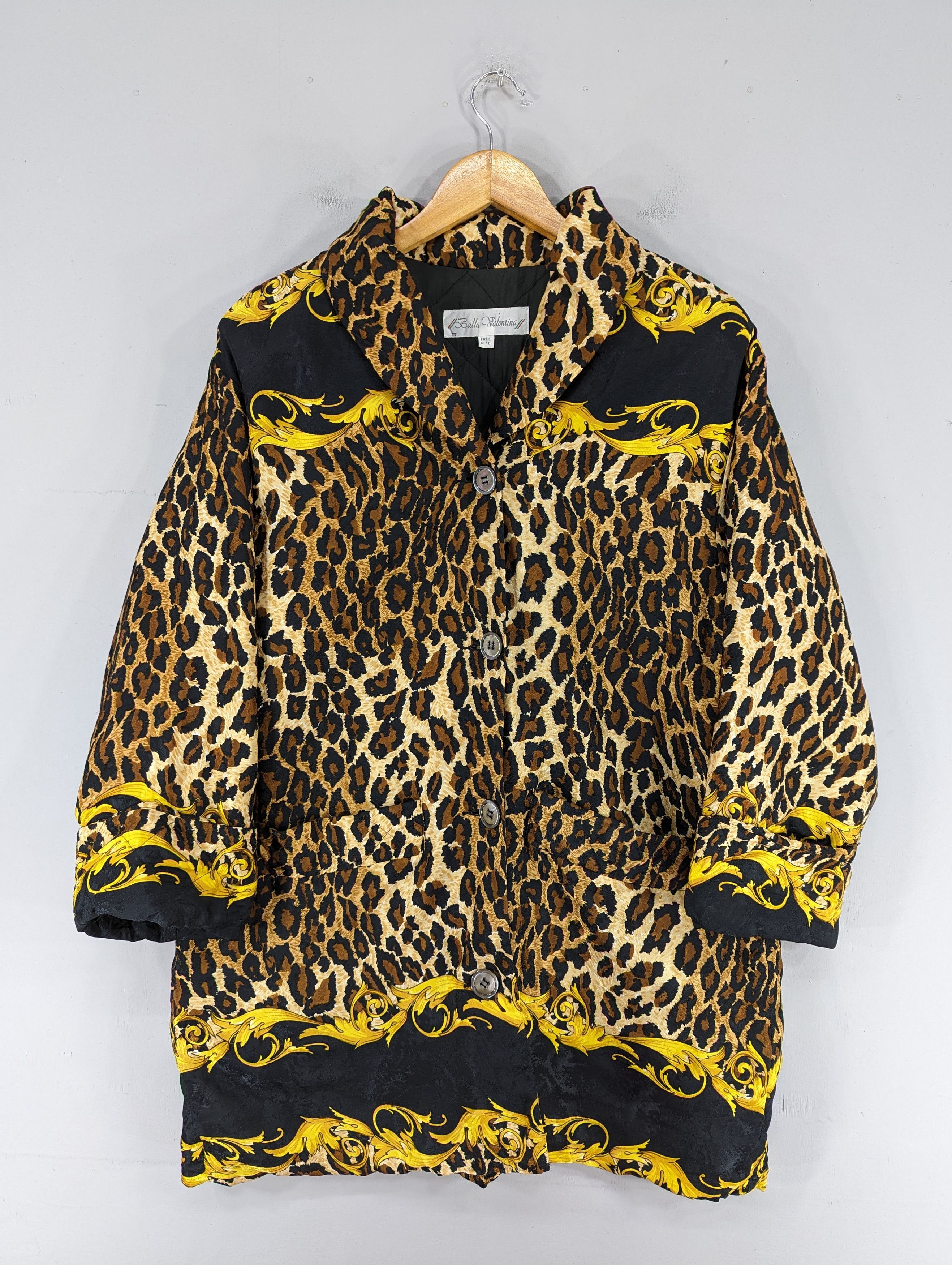 image of Avant Garde x Vintage Balla Valentina Quilted Silk Leopard Design Jacket, Women's (Size Large)