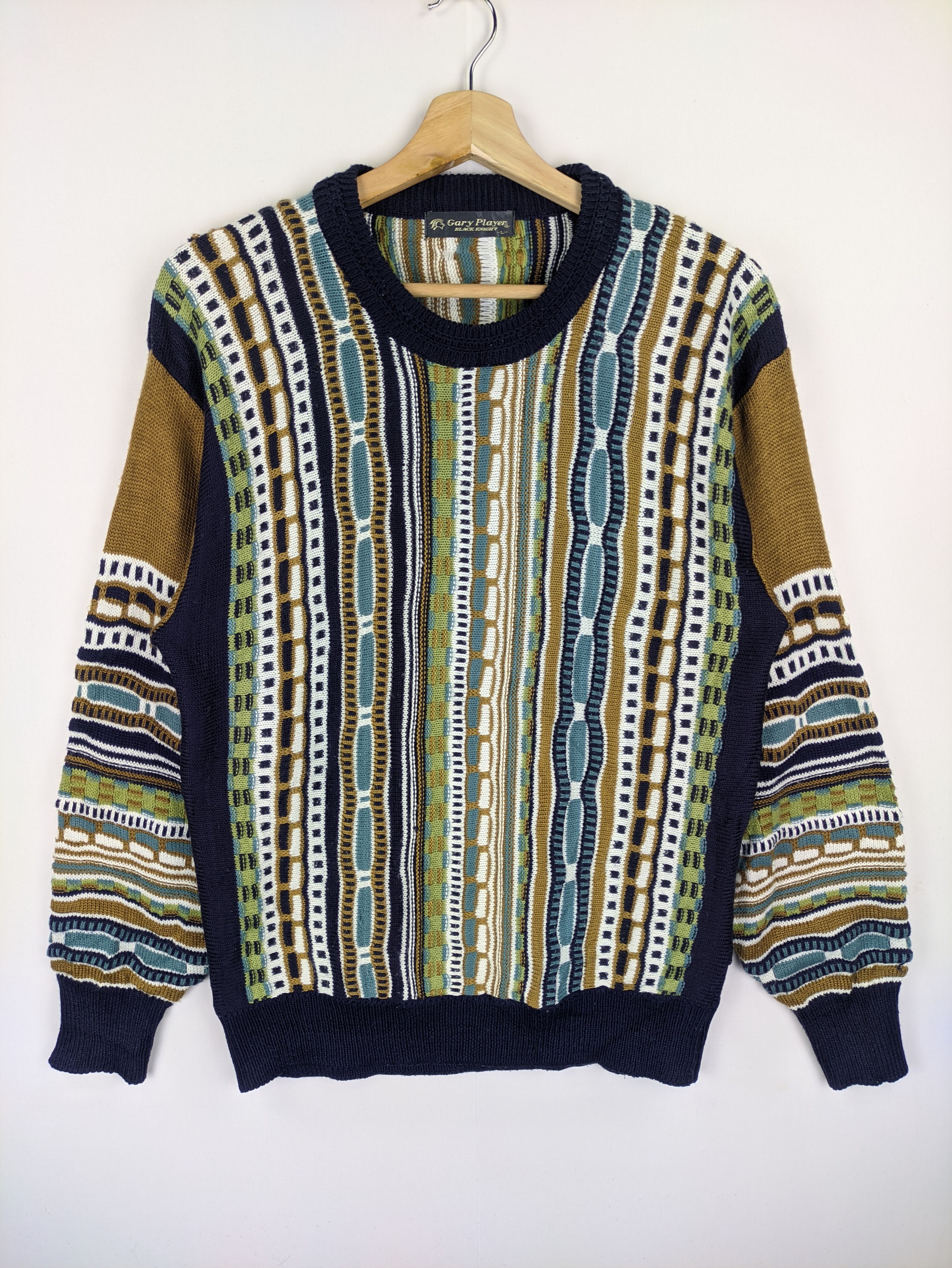 image of Coloured Cable Knit Sweater x Coogi Stealsvintage Knit Sweater Coogi Style By Gary Player (Size Med