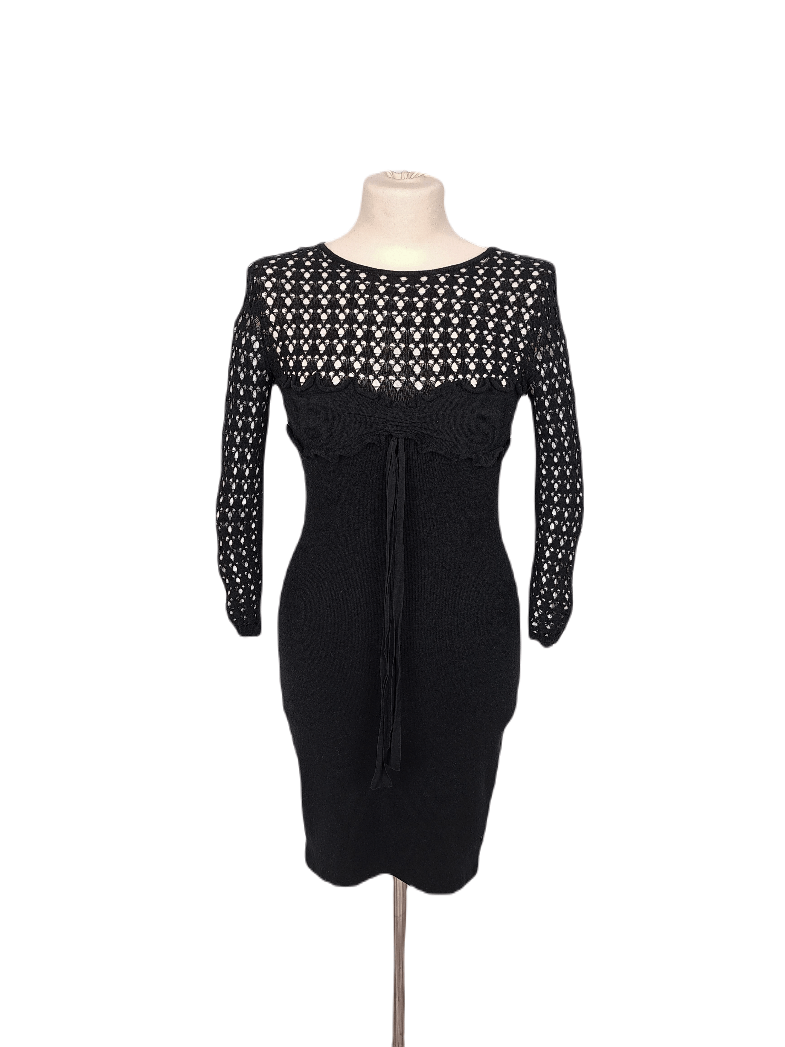 Valentino Valentino Black Mini Dress With Rose Appliqué