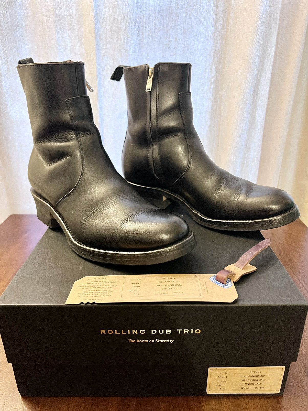 Rolling Dub Trio Gleaners Side Zip Boots - Black Japanese Box Calf