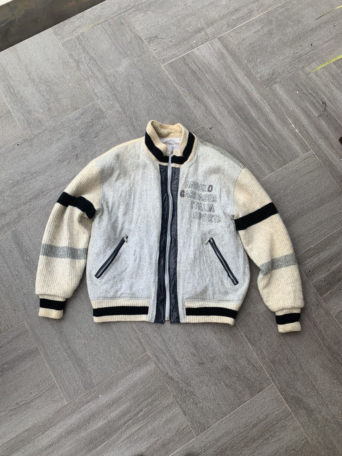 Japanese Brand Vintage Angelo Garbasus Wool Bomber Jacket Size US M / EU 48-50 / 2 - 3 Thumbnail