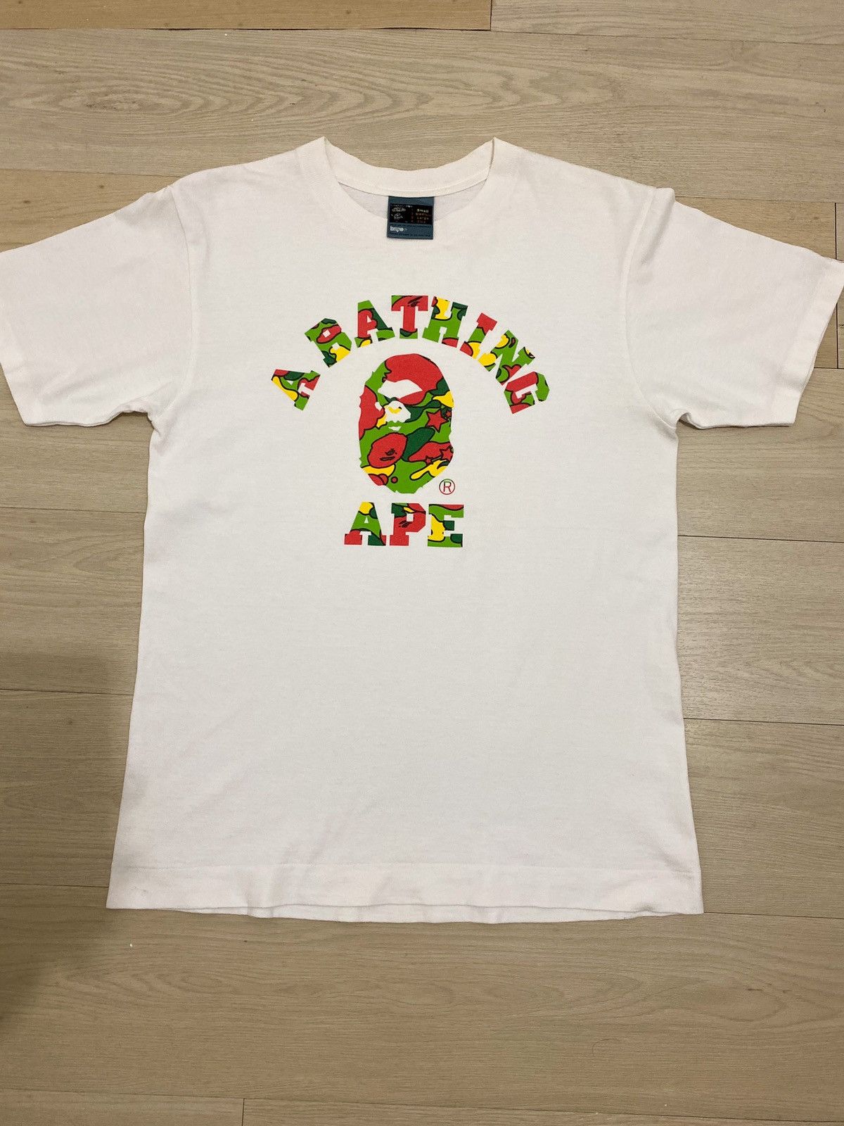 image of Bape Star Camo College Tee in White, Men's (Size Small)