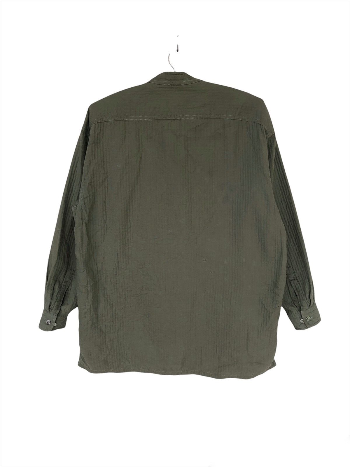 Issey Miyake ARCHIVE🔥80s Mandarin Collar Wrinkles Unstructure Shirt Jkt Size US L / EU 52-54 / 3 - 4 Thumbnail