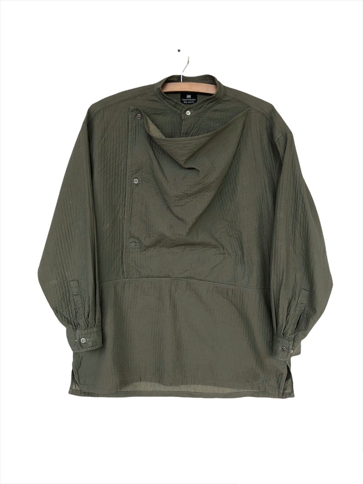 Issey Miyake ARCHIVE🔥80s Mandarin Collar Wrinkles Unstructure Shirt Jkt Size US L / EU 52-54 / 3 - 3 Thumbnail