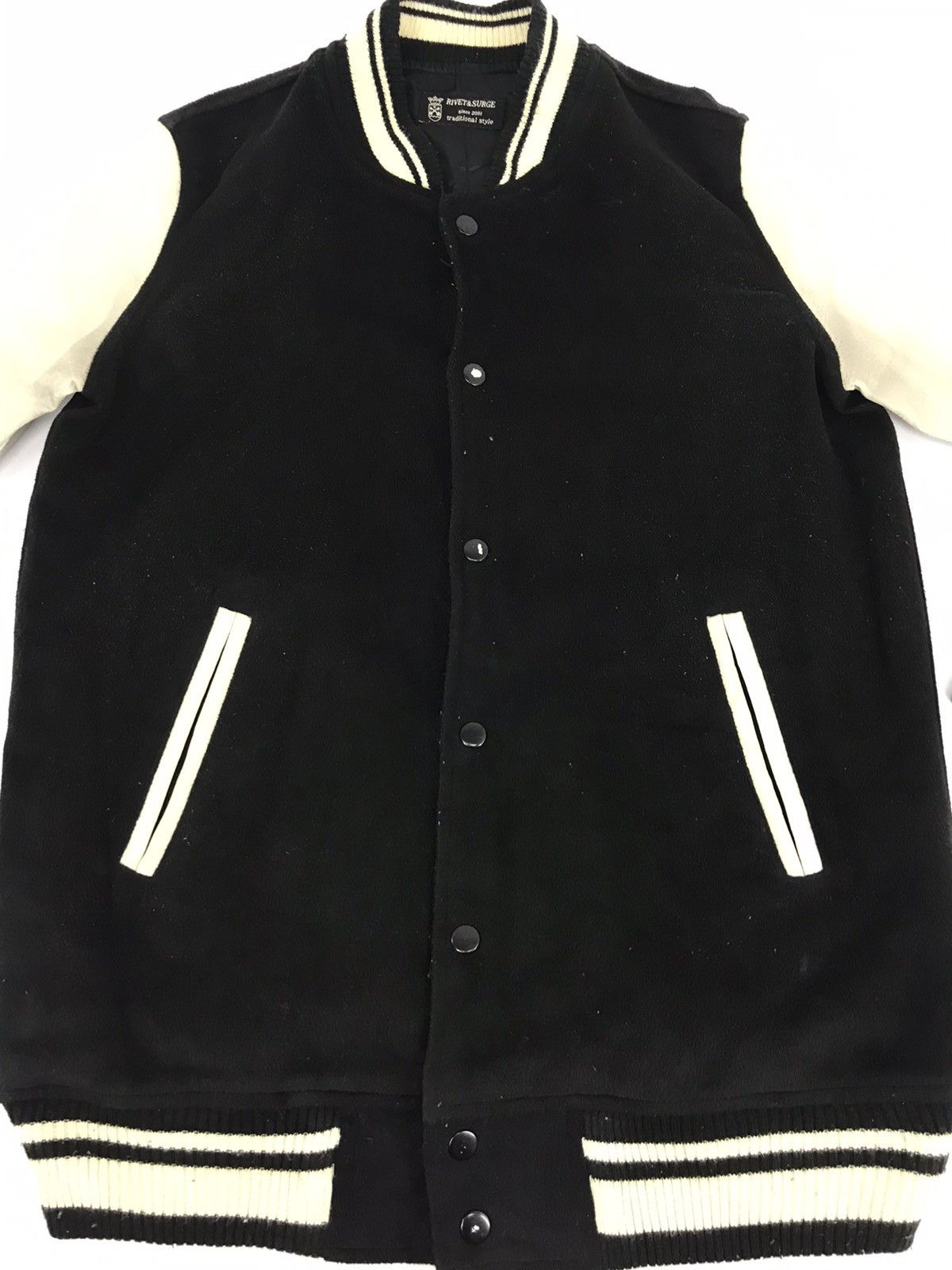 Vintage Rivet & Surge Varsity Jacket Synthetic Leather Sleeve Size US M / EU 48-50 / 2 - 3 Thumbnail