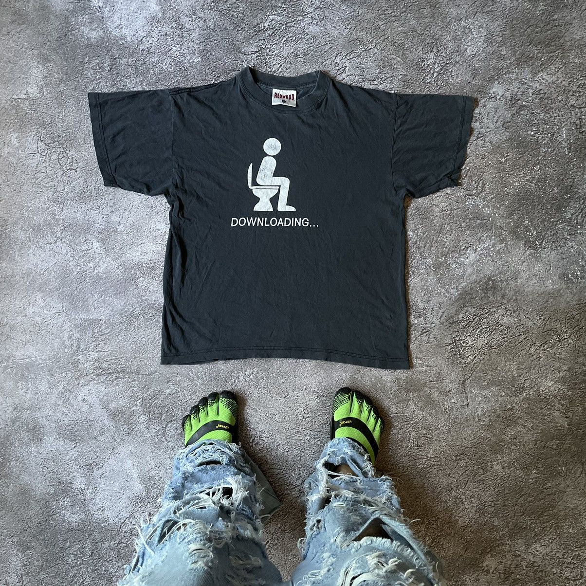 image of Humor x Vintage Y2K “ Downloading … Logo “ Funny Slogan Tee, Men's (Size Small)