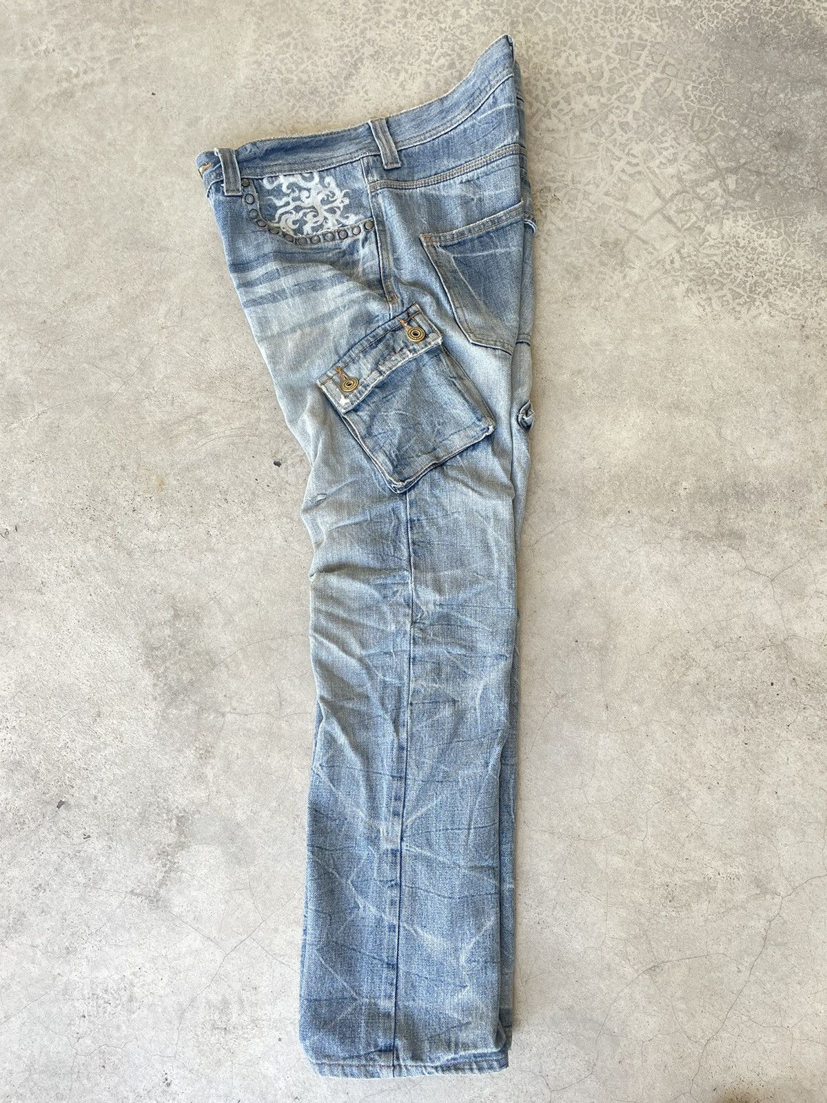 Hysteric Glamour TWENTY WORKS Distressed Studded Tribal Tattoo Slanted Cargo Size US 32 / EU 48 - 4 Thumbnail