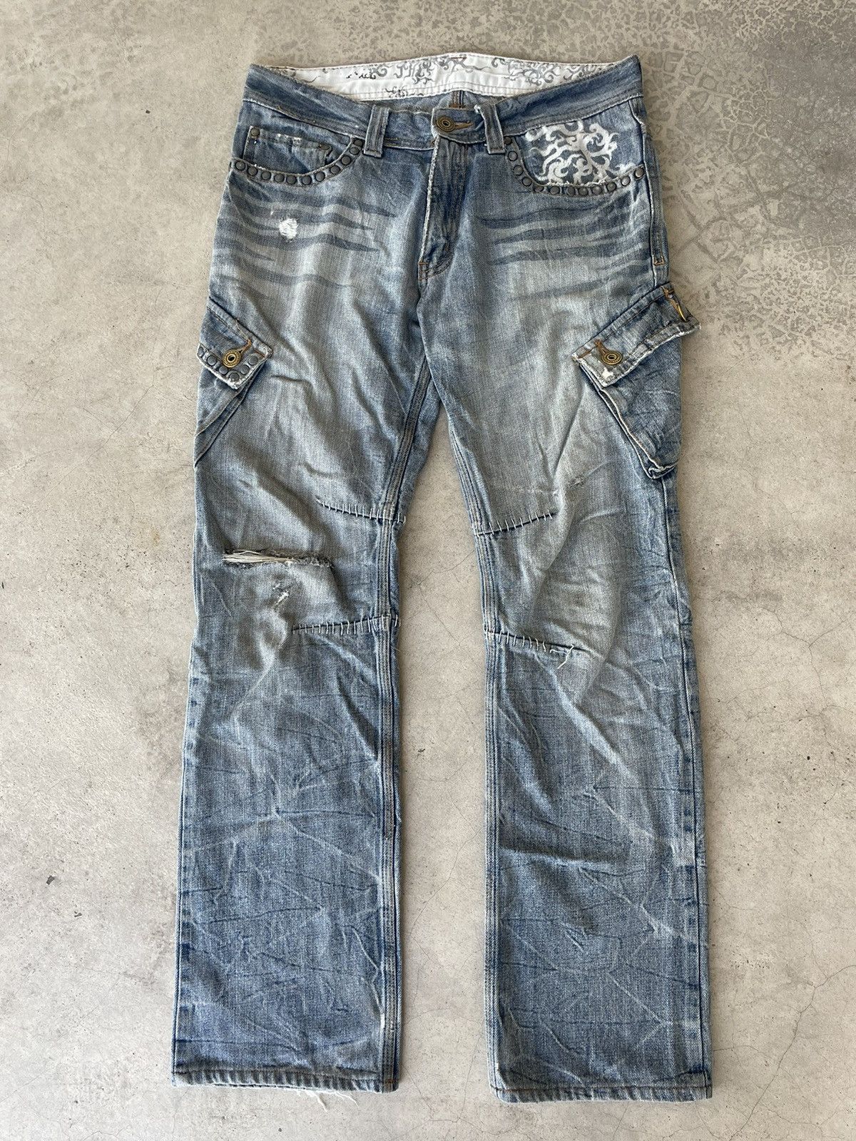Hysteric Glamour TWENTY WORKS Distressed Studded Tribal Tattoo Slanted Cargo Size US 32 / EU 48 - 1 Thumbnail