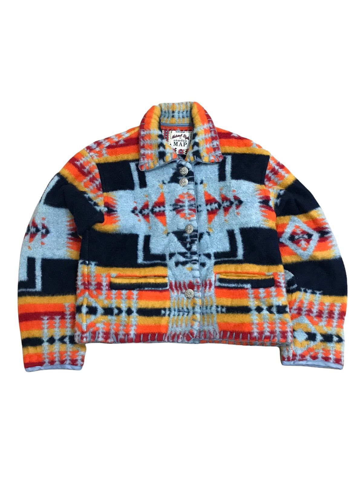Japanese Brand Studio Map Navajo Tribal Fleece Cropped Kapital Style Size US S / EU 44-46 / 1 - 1 Thumbnail