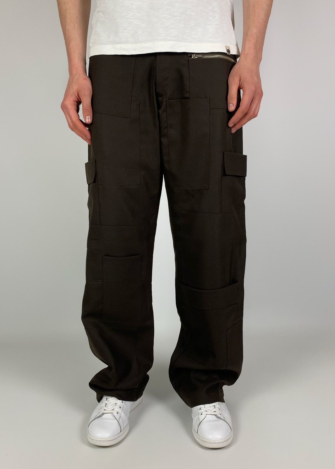 Vintage Multi Pockets Brown Trousers Pants