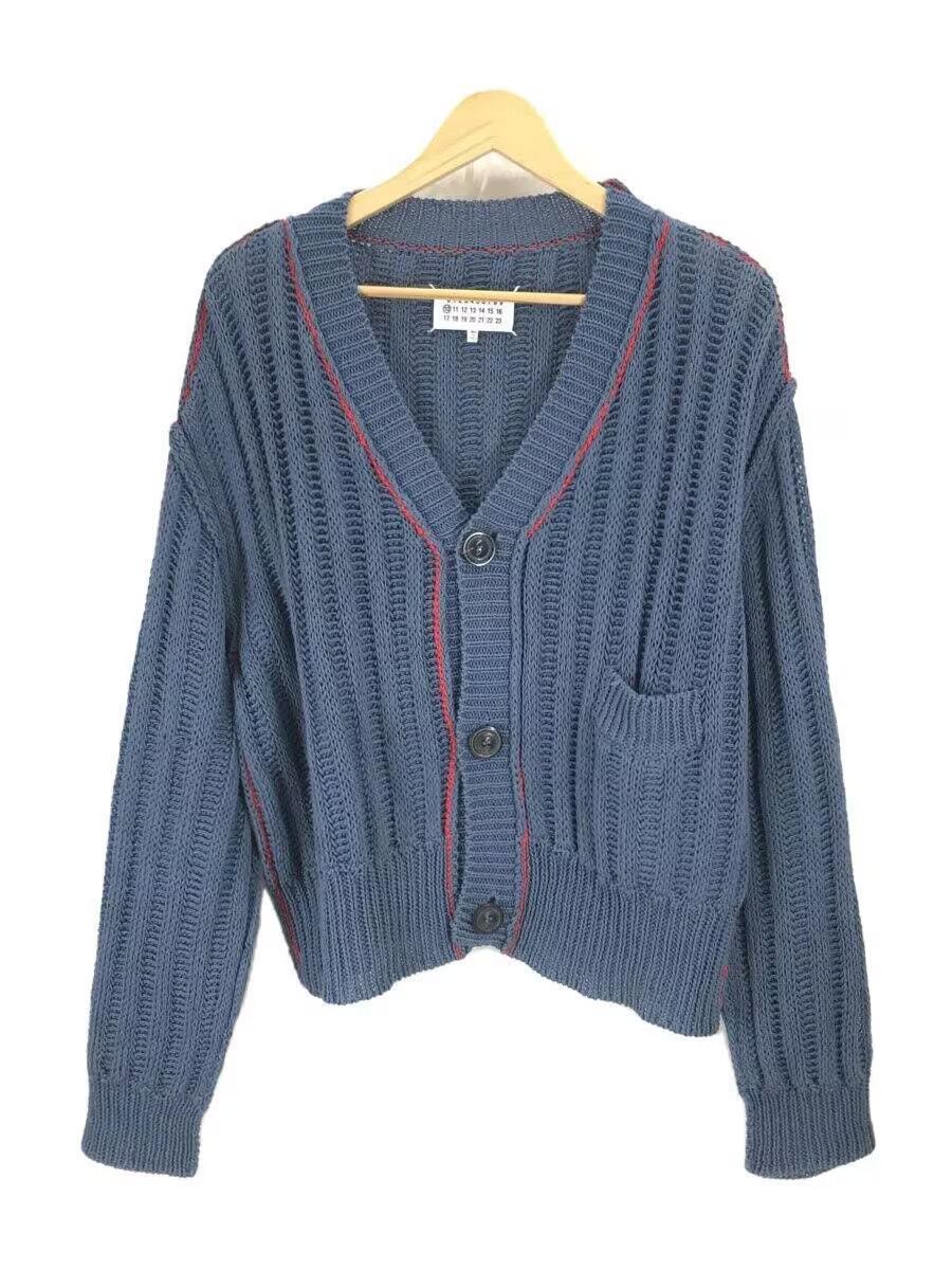 image of Maison Margiela Ss21 Wide Boxy Thick Stitch Knit Cardigan in Navy, Men's (Size Small)