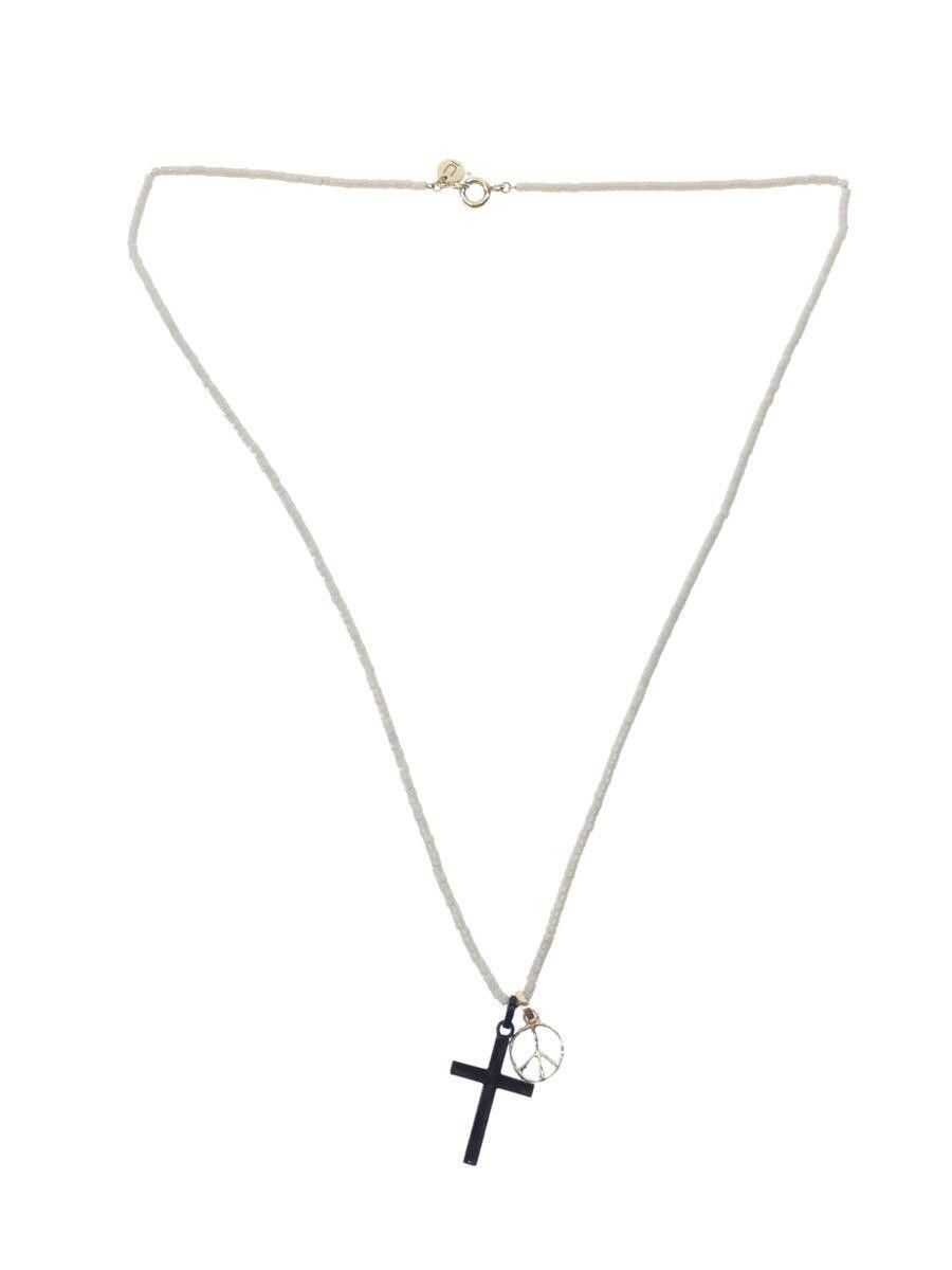 image of Undercover Patti Smith Cross Peace Bead Necklace in Black, Men's