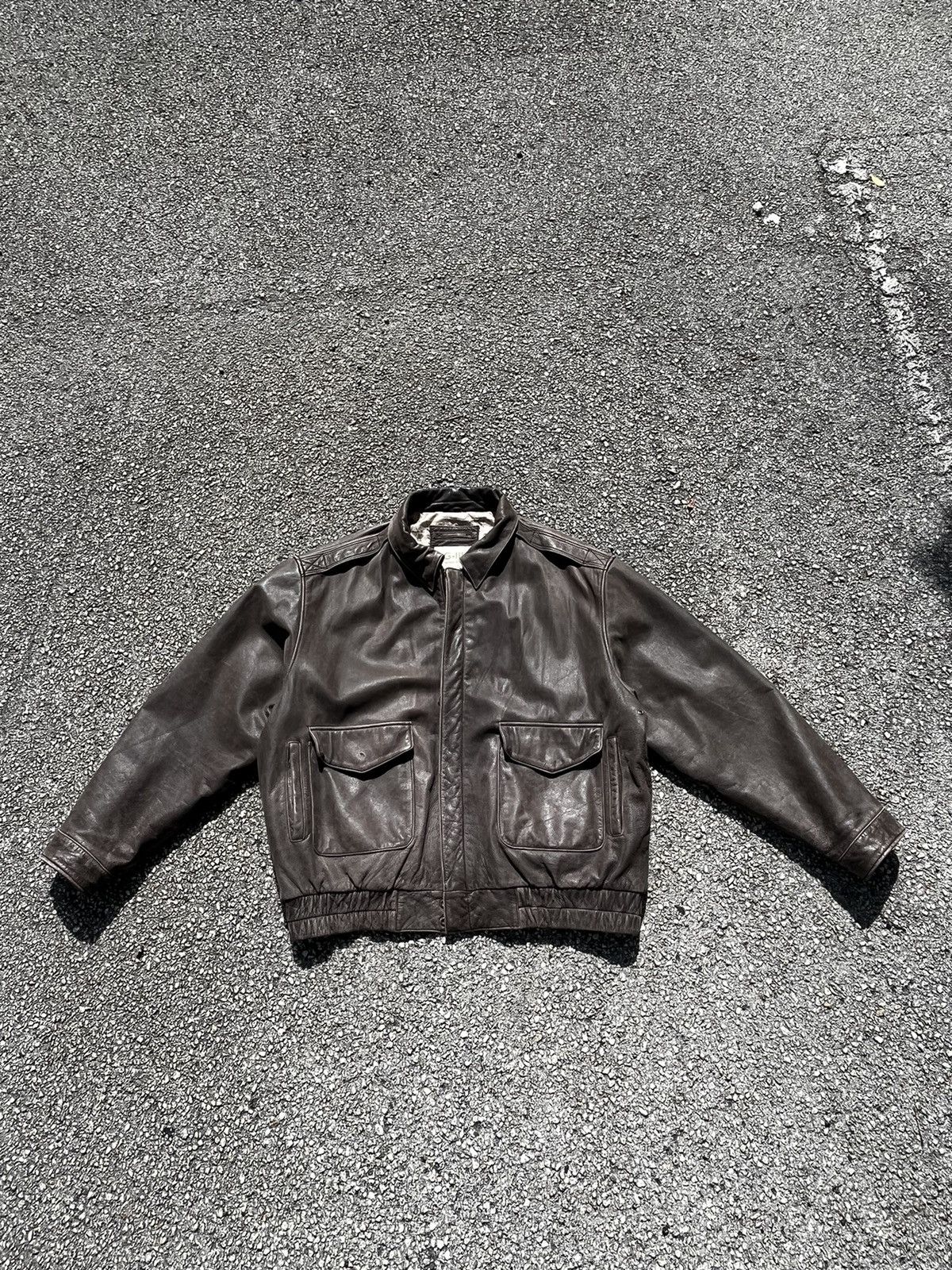 Vintage Genuine Leather Bomber Jacket
