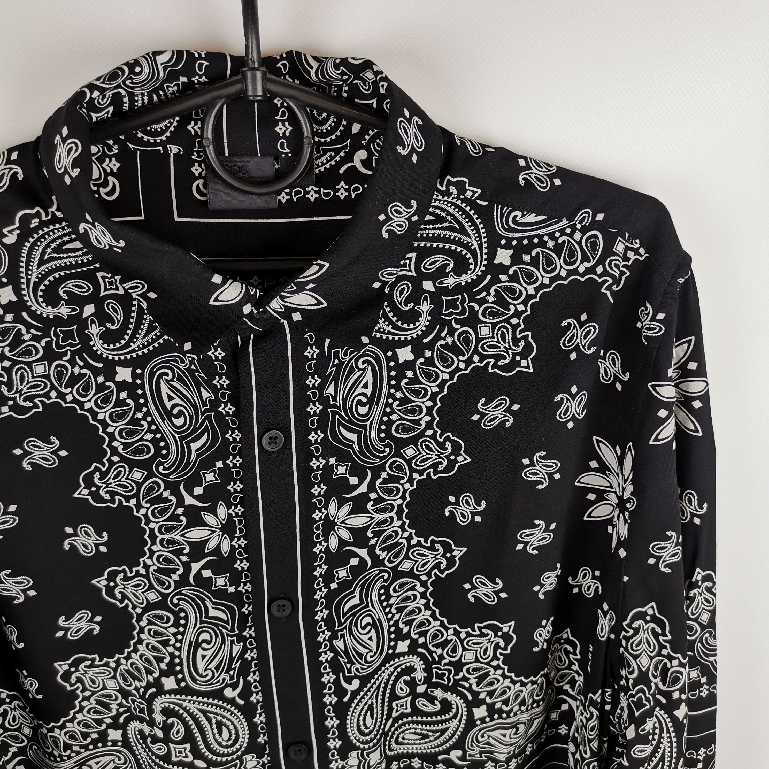 Asos Asos hype oversized black pattern bandana shirt Size US L / EU 52-54 / 3 - 3 Thumbnail