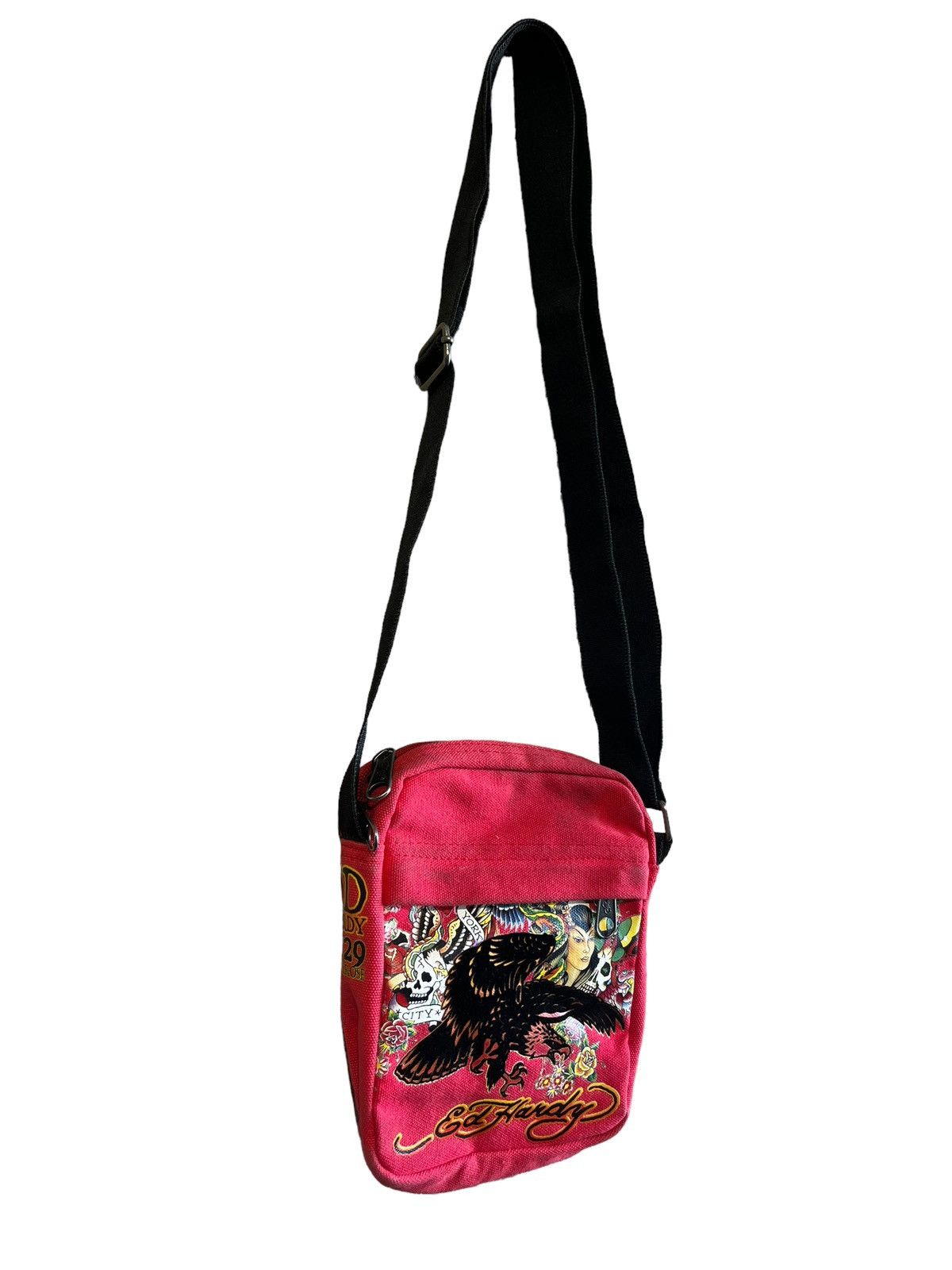 Christian Audigier × Ed Hardy × Vintage Vintage Ed Hardy 7829 Melrose Bag Red Size ONE SIZE - 3 Thumbnail