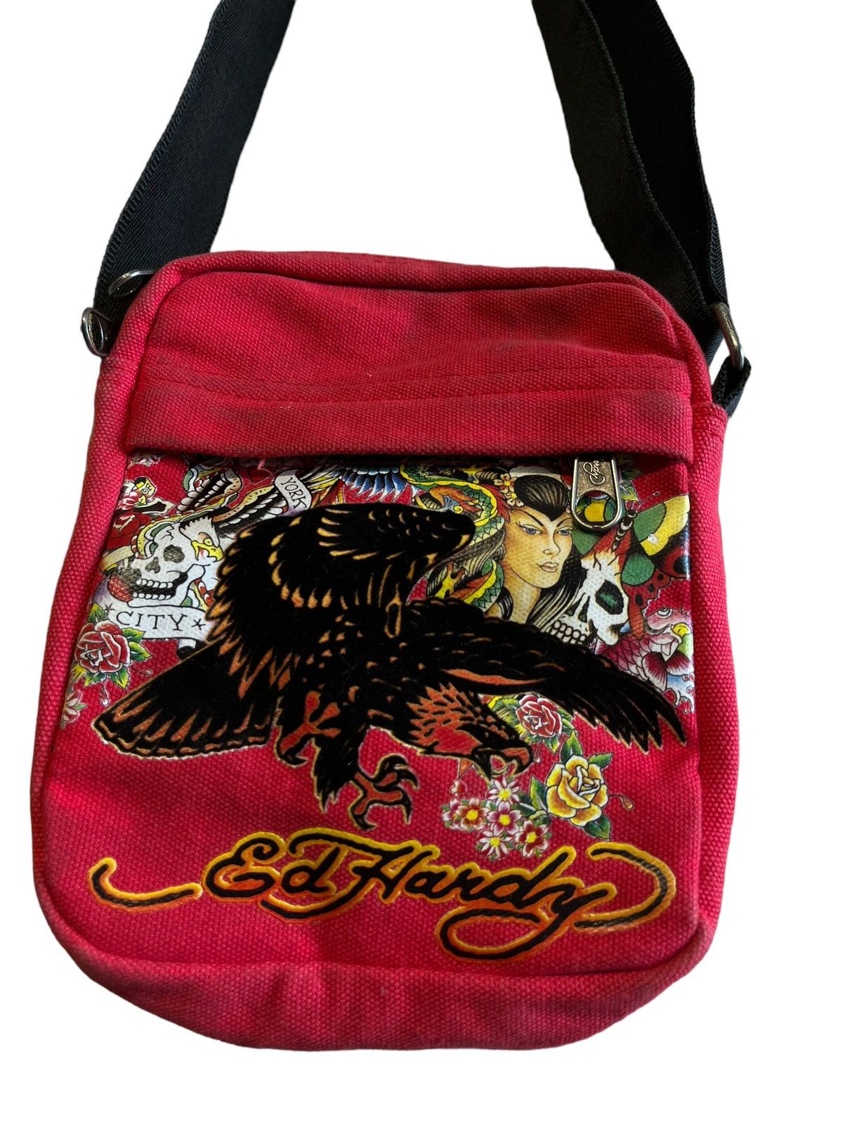Christian Audigier × Ed Hardy × Vintage Vintage Ed Hardy 7829 Melrose Bag Red Size ONE SIZE - 2 Thumbnail