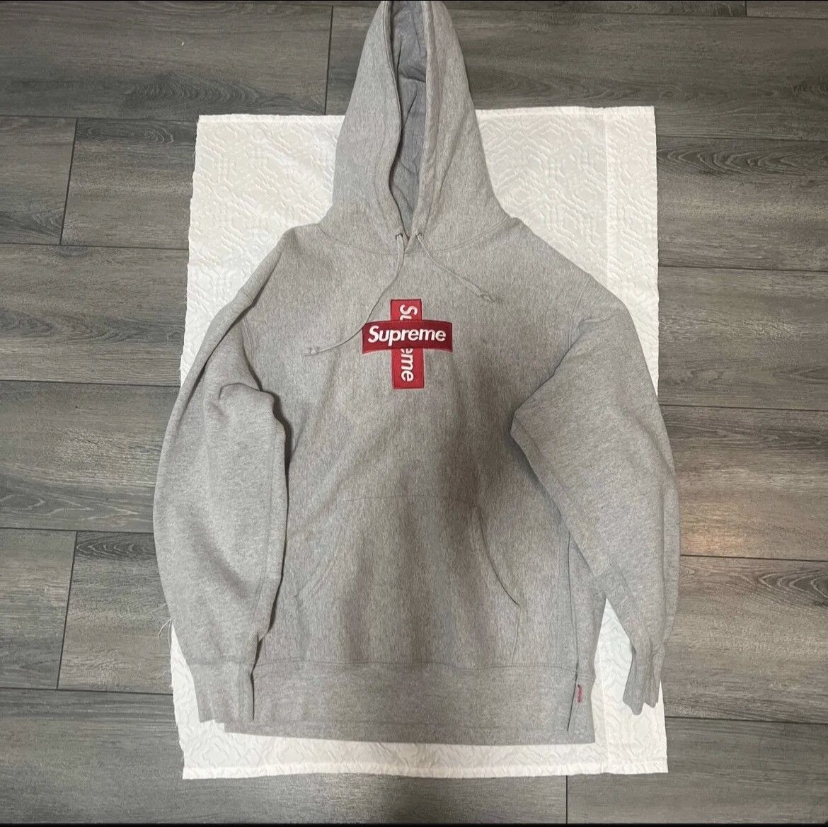 Supreme Supreme Cross Box Logo Hoodie Heather Grey | Grailed