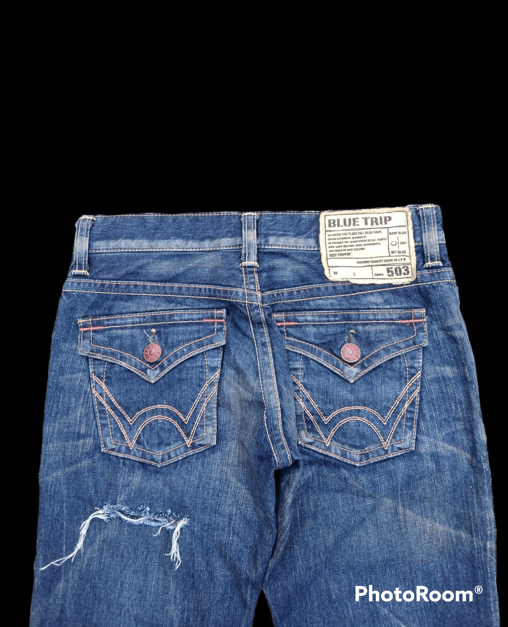 Other FLARED🔥DISTRESSED RIPED MADE IN JAPAN BLUE TRIP Size US 29 - 5 Thumbnail