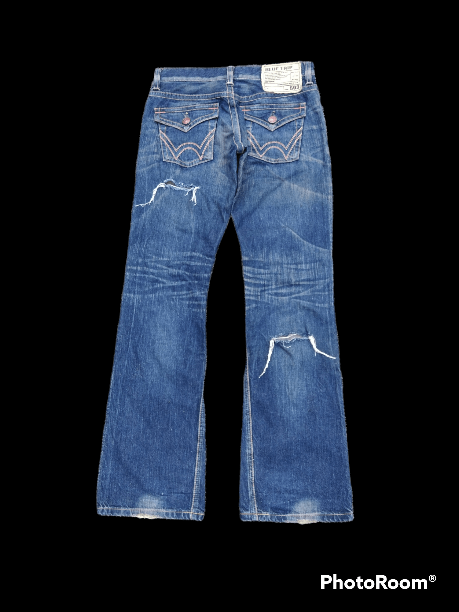 Other FLARED🔥DISTRESSED RIPED MADE IN JAPAN BLUE TRIP Size US 29 - 2 Thumbnail