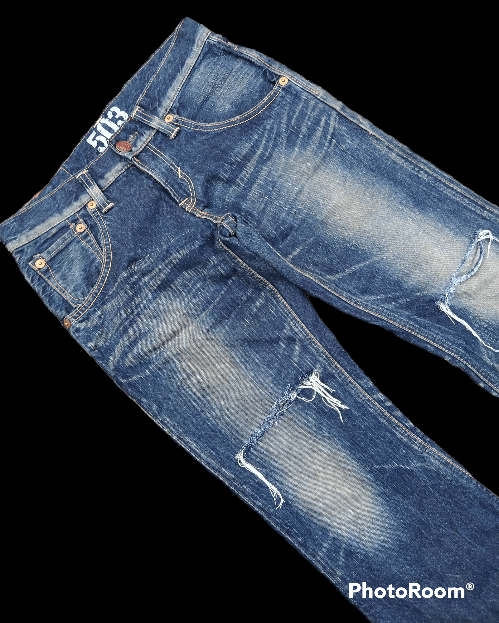 Other FLARED🔥DISTRESSED RIPED MADE IN JAPAN BLUE TRIP Size US 29 - 3 Thumbnail