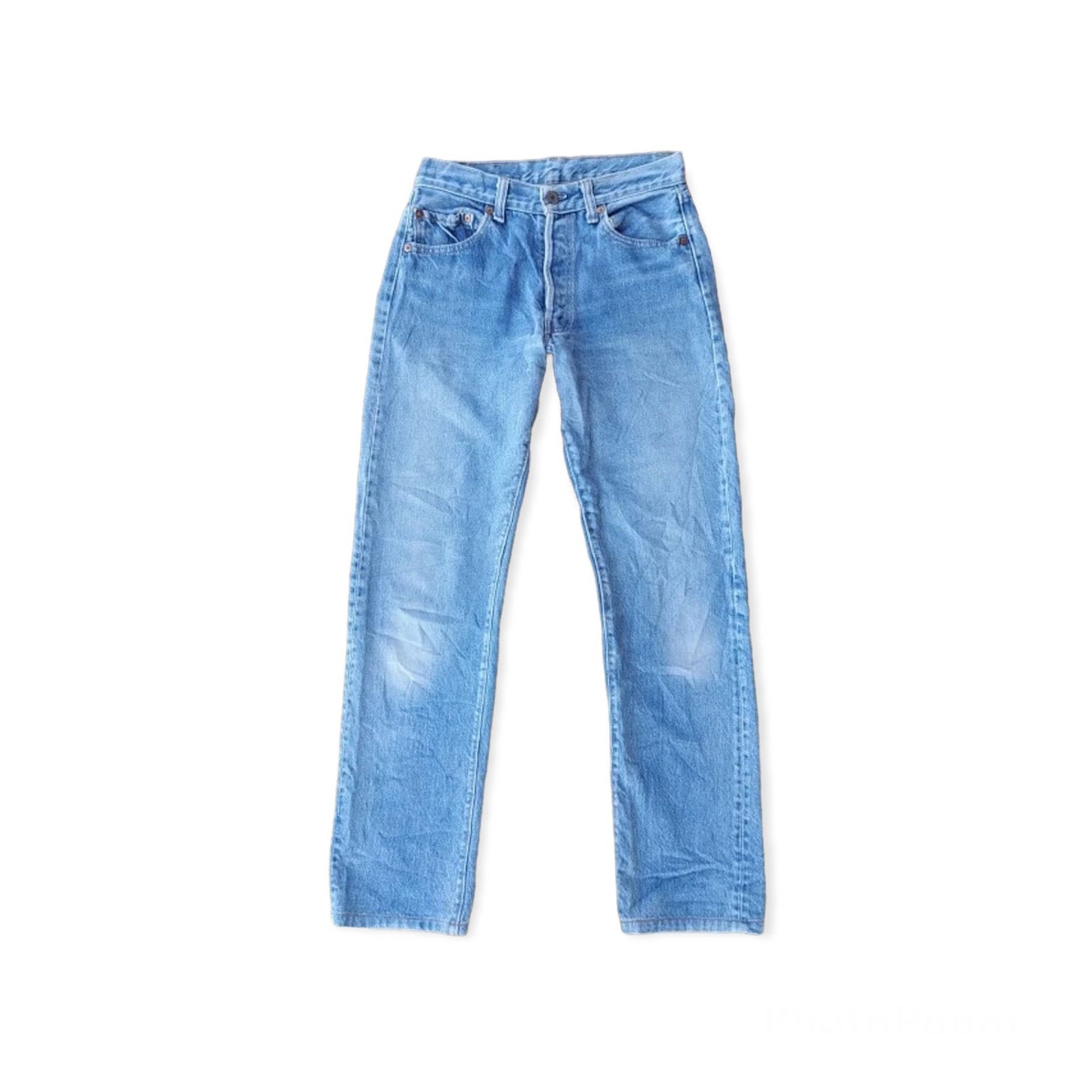 image of Vintage Levis 501 Red Tab Single Button 8 in Blue Denim, Men's (Size 28)