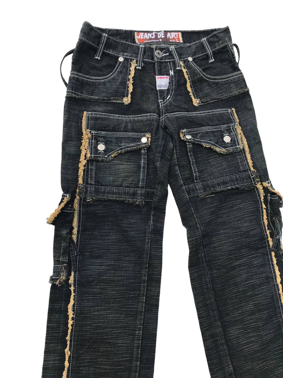 Other Jeans de Art Cargo Multipocket Bondage Distressed Denim Pant Size US 31 - 6 Thumbnail