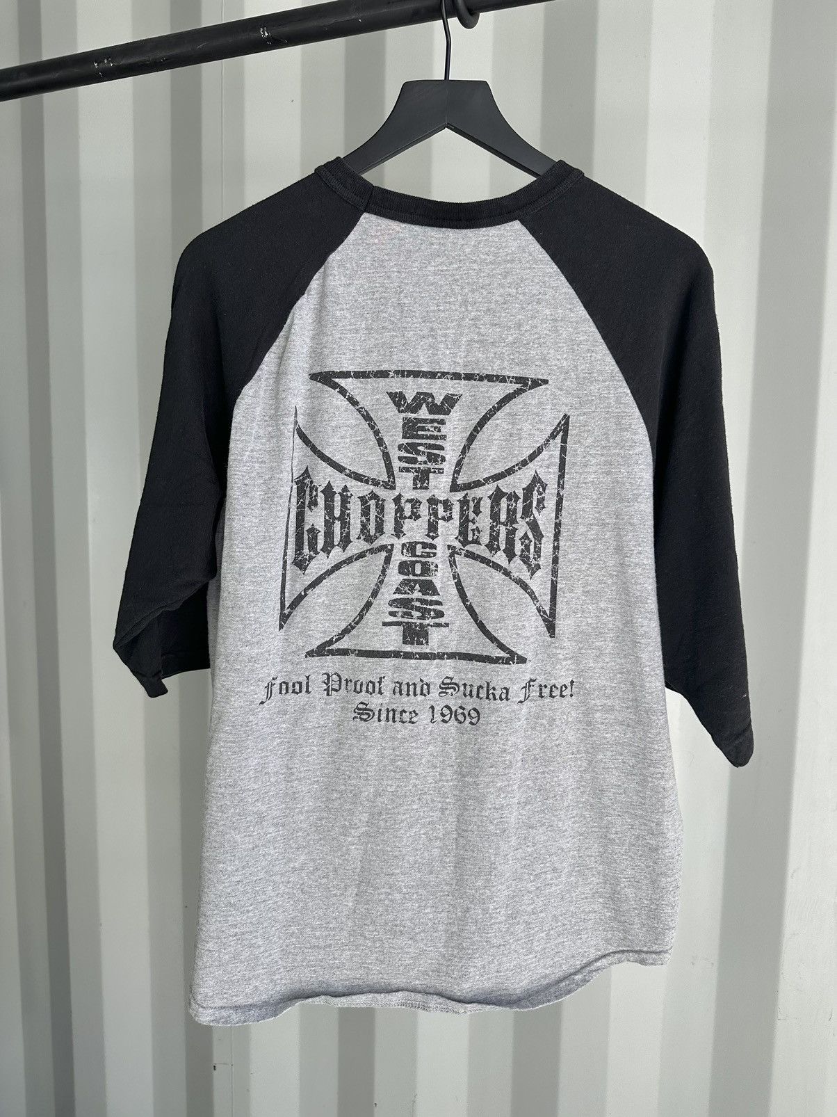 image of Vintage West Coast Choppers Allover Logo Long Sleeve in Grey, Men's (Size Large)