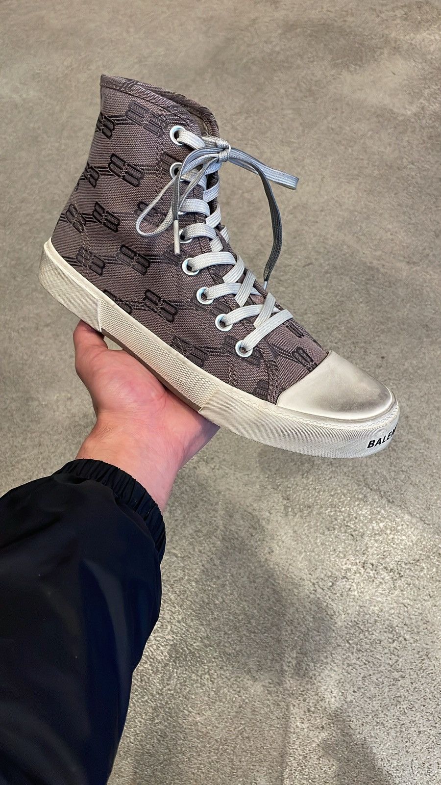 image of Balenciaga Bb Monogram Paris High Top Sneaker in Beige, Men's (Size 11)