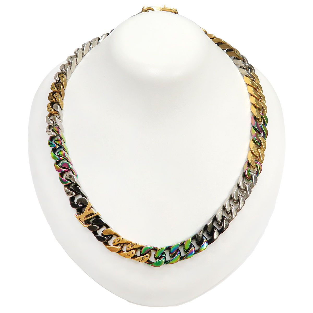 image of Louis Vuitton Patches Cuban Link Necklace, Men's
