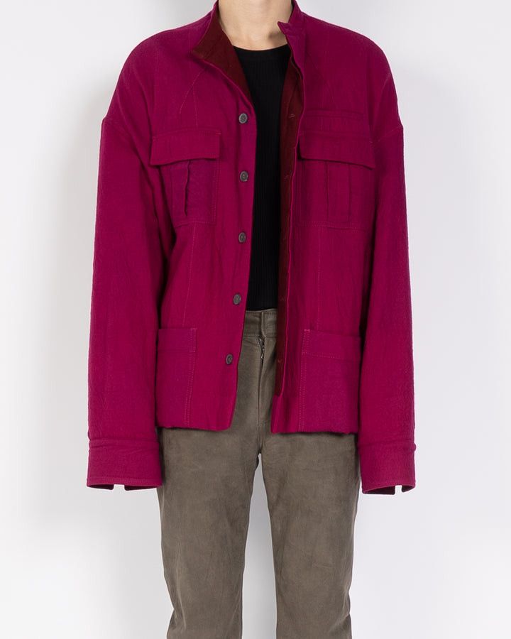image of Haider Ackermann Fw17 Pink Oversized Wool Overshirt 1 Of 1 Sample, Men's (Size Small)