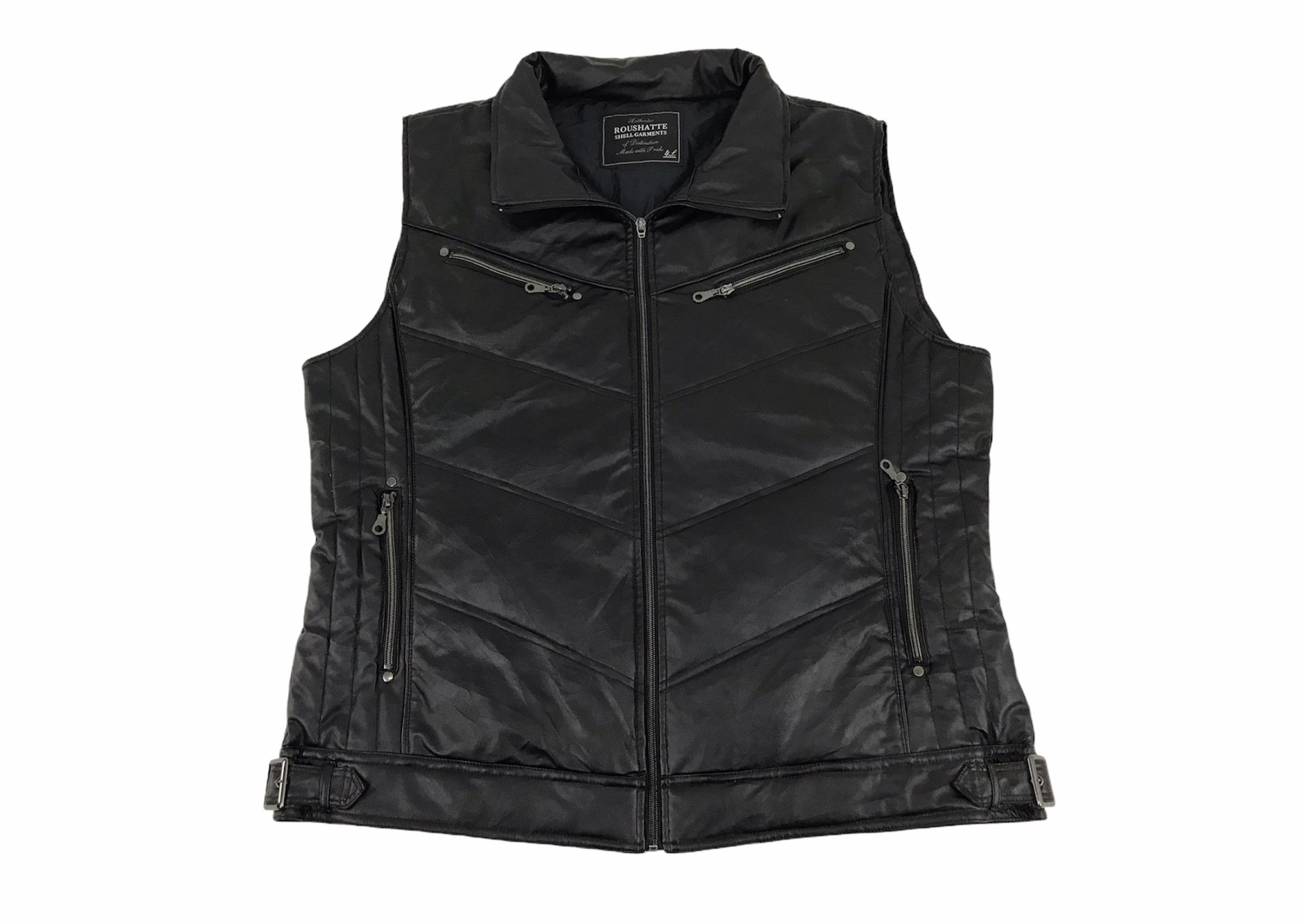 Leather × Vintage Vtg Roushatte Shell Garment Insulated Leather Vest Jacket Size US XXL / EU 58 / 5 - 1 Thumbnail