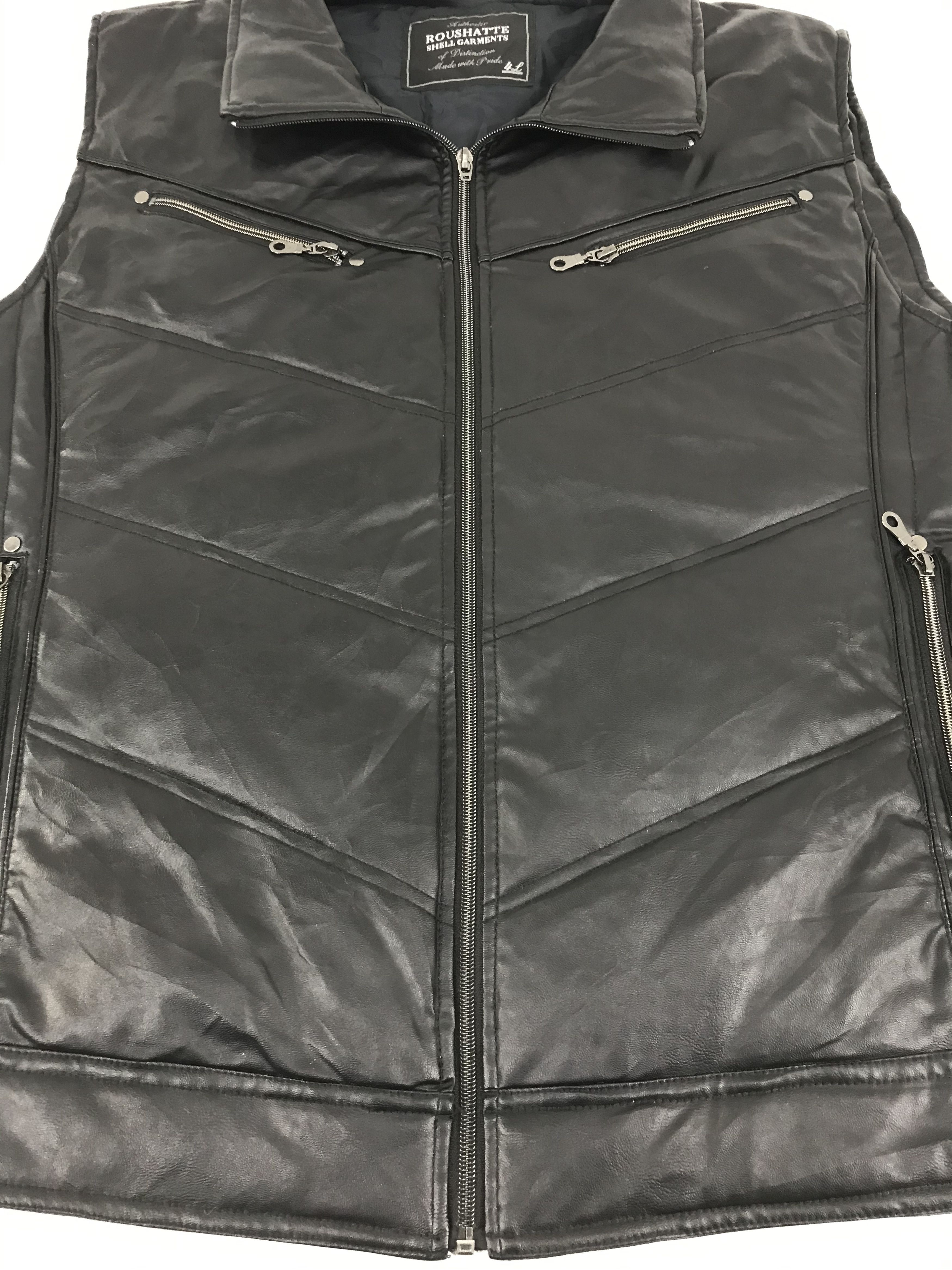 Leather × Vintage Vtg Roushatte Shell Garment Insulated Leather Vest Jacket Size US XXL / EU 58 / 5 - 3 Thumbnail