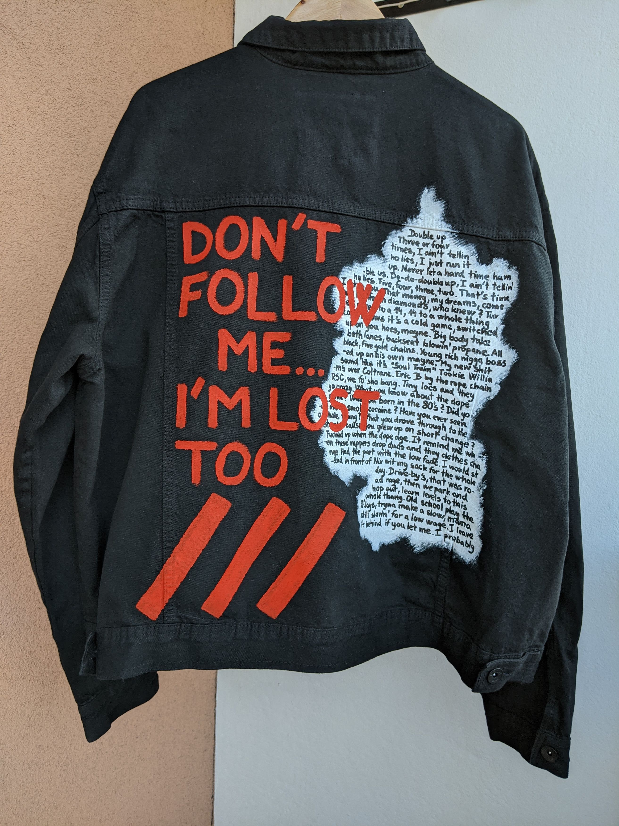 Handmade Hand-painted jacket "Don't follow me" (all sizes) Size US M / EU 48-50 / 2 - 3 Thumbnail