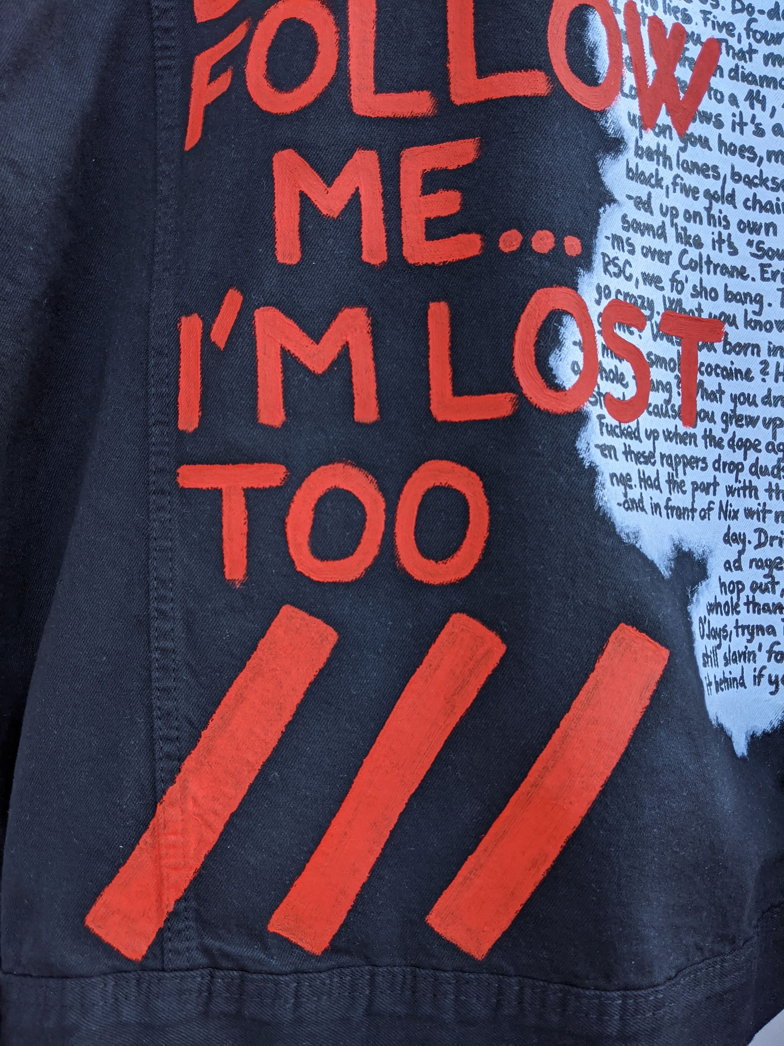 Handmade Hand-painted jacket "Don't follow me" (all sizes) Size US M / EU 48-50 / 2 - 4 Thumbnail