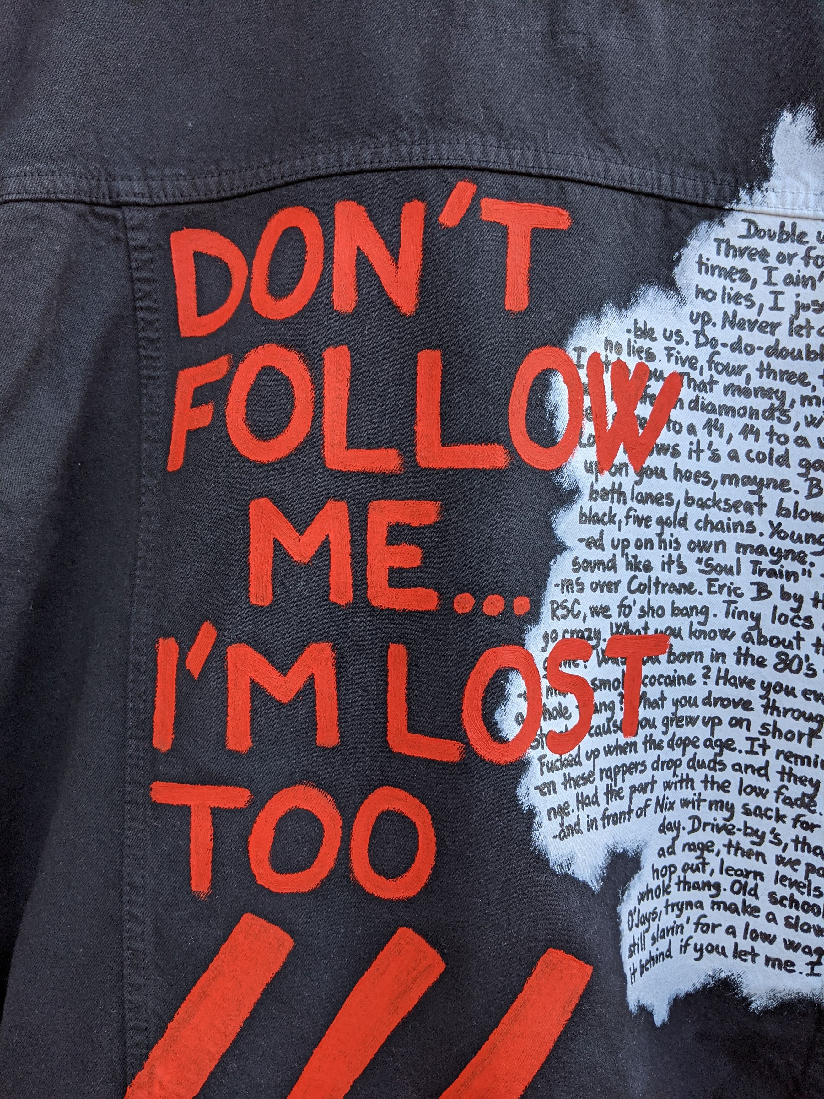 Handmade Hand-painted jacket "Don't follow me" (all sizes) Size US M / EU 48-50 / 2 - 6 Thumbnail
