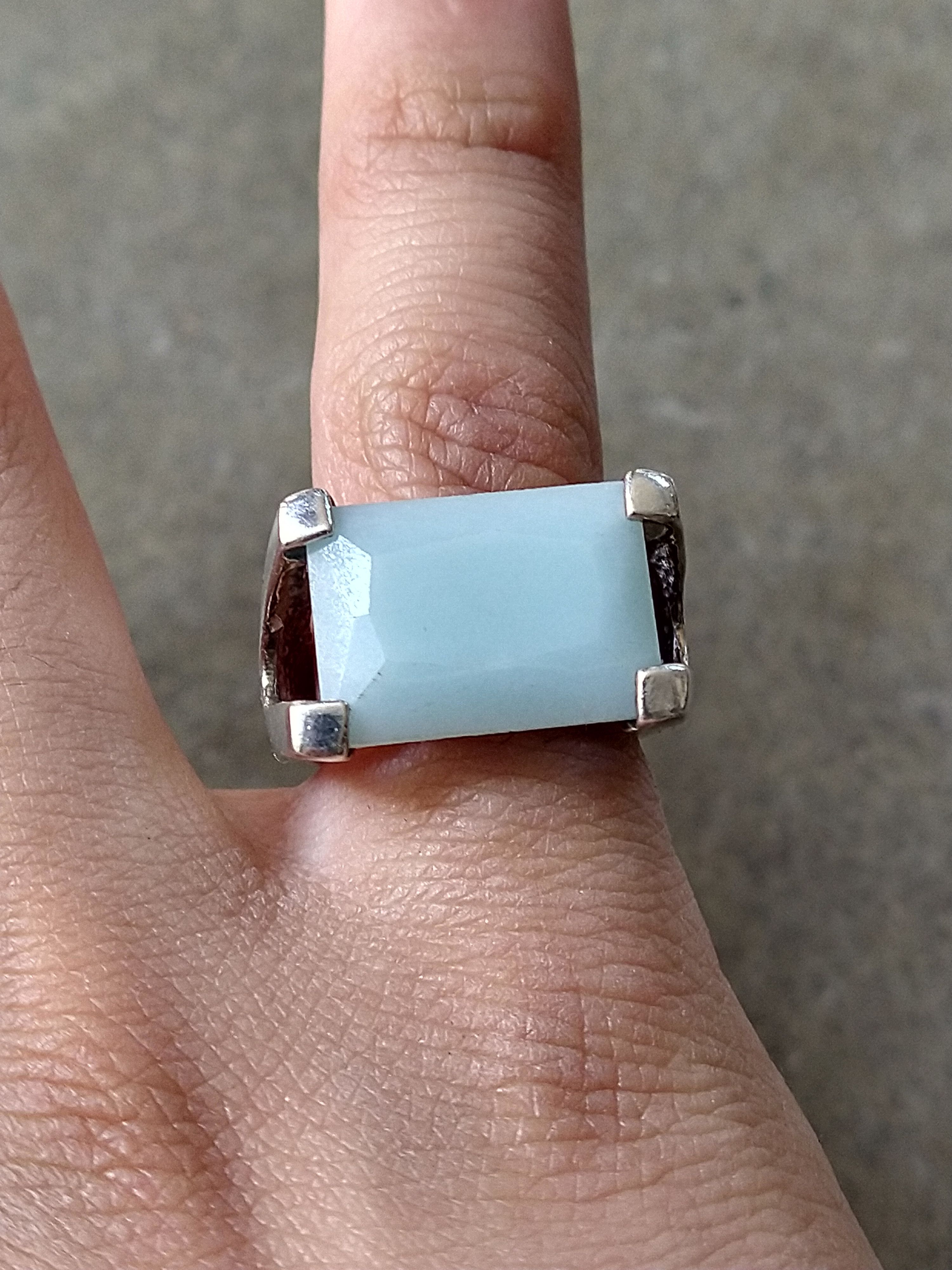 Other Sterling Silver Ring Size 7.25 Green Amazonite Modern Size ONE SIZE - 9 Thumbnail