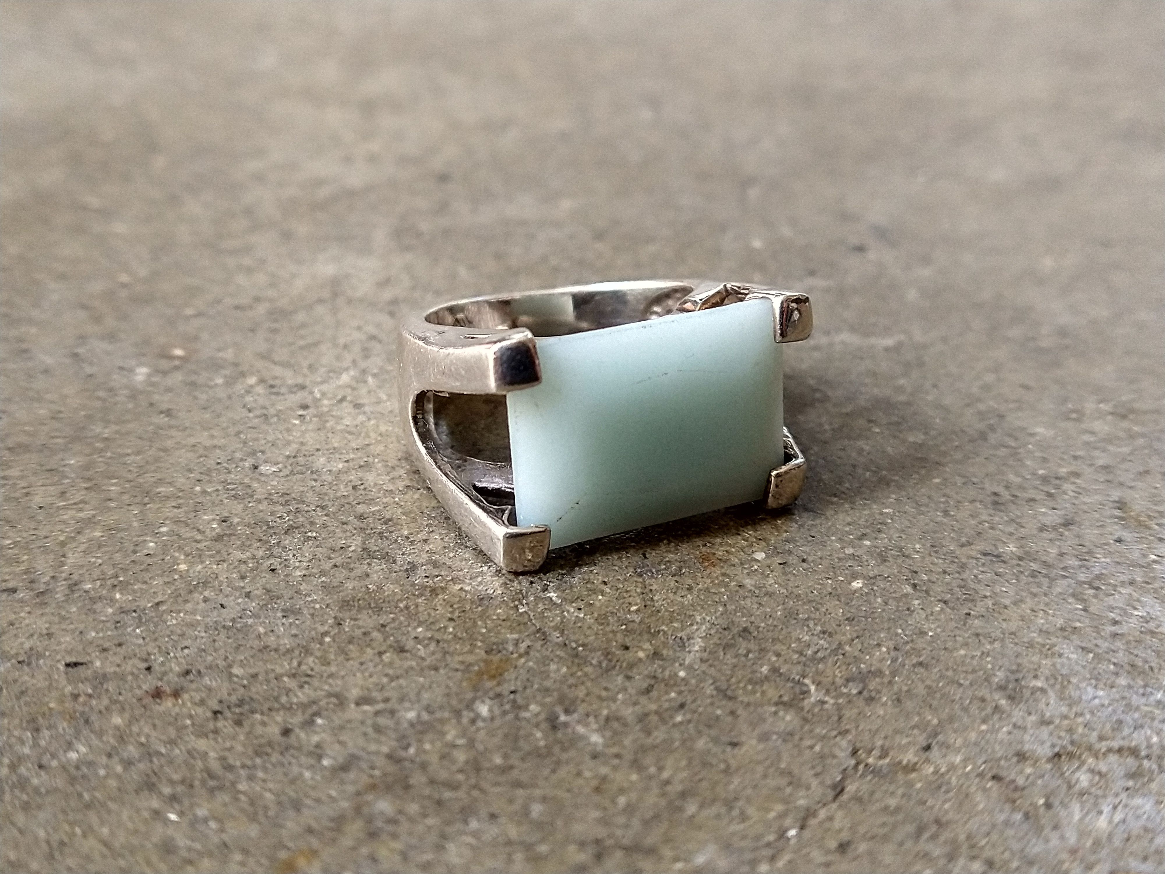 Other Sterling Silver Ring Size 7.25 Green Amazonite Modern Size ONE SIZE - 2 Thumbnail