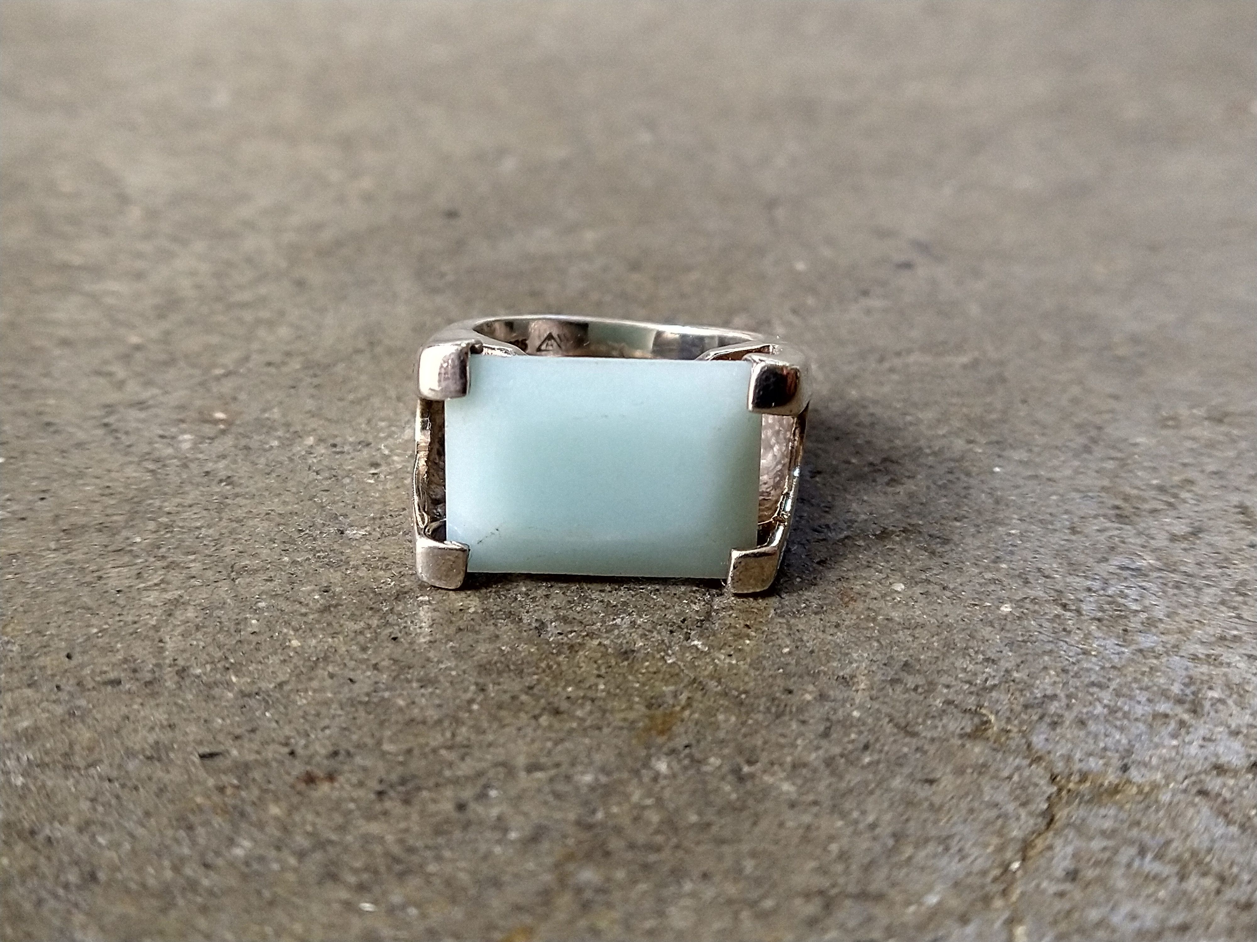 Other Sterling Silver Ring Size 7.25 Green Amazonite Modern Size ONE SIZE - 3 Thumbnail