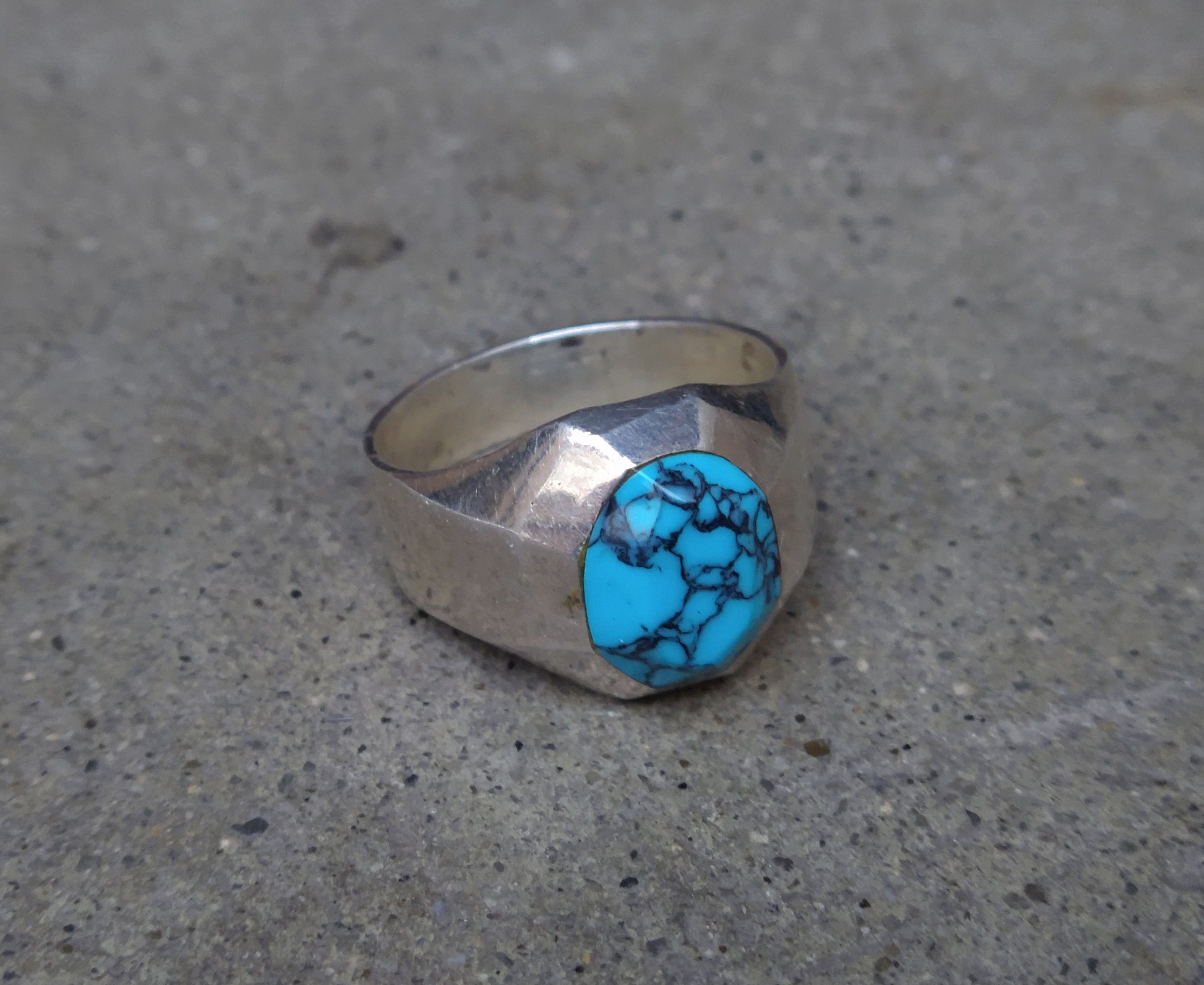 Jewelry Vintage Sterling Silver Ring Size 13.25 Howlite Modern Taxco Size ONE SIZE - 4 Thumbnail
