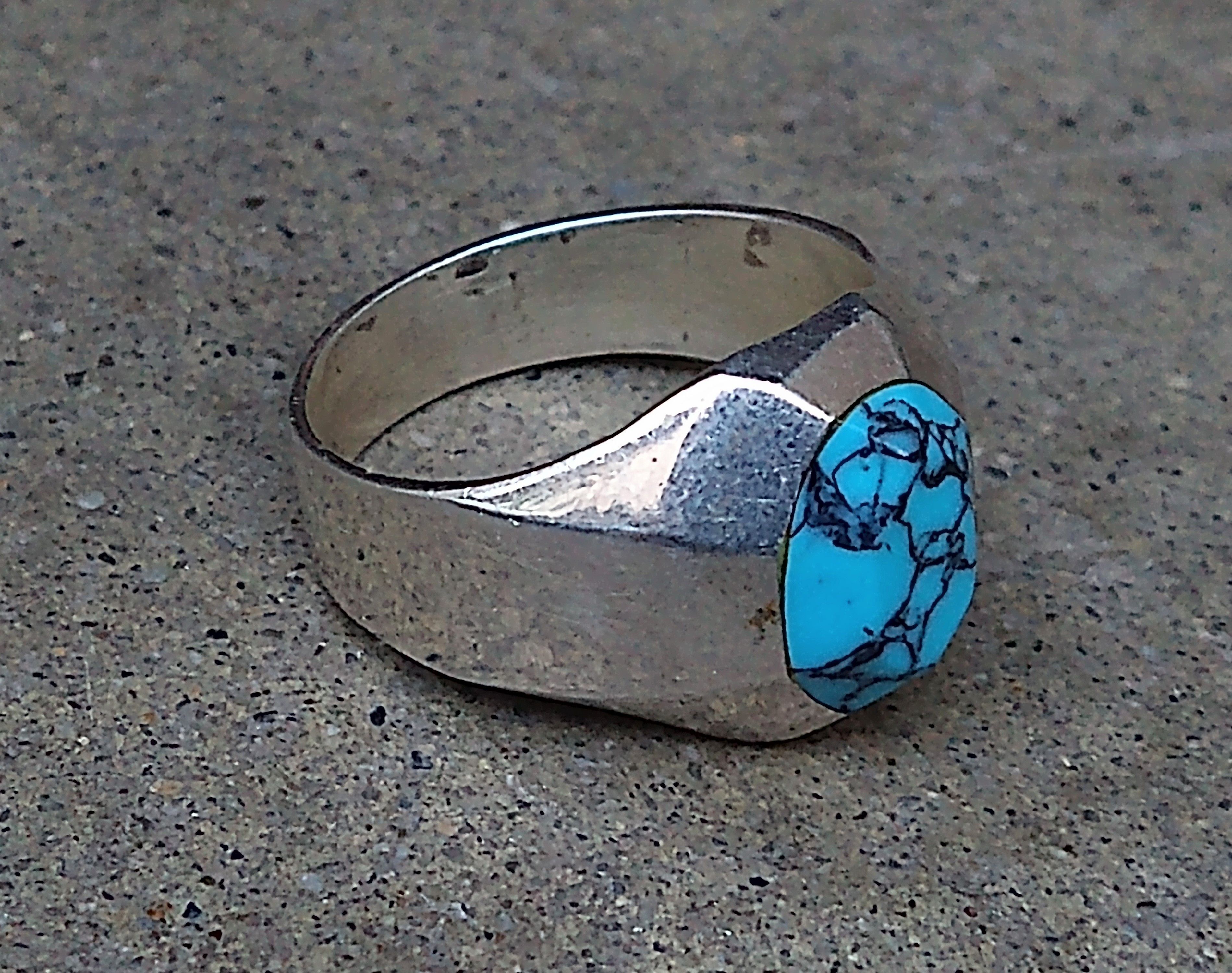 Jewelry Vintage Sterling Silver Ring Size 13.25 Howlite Modern Taxco Size ONE SIZE - 6 Thumbnail