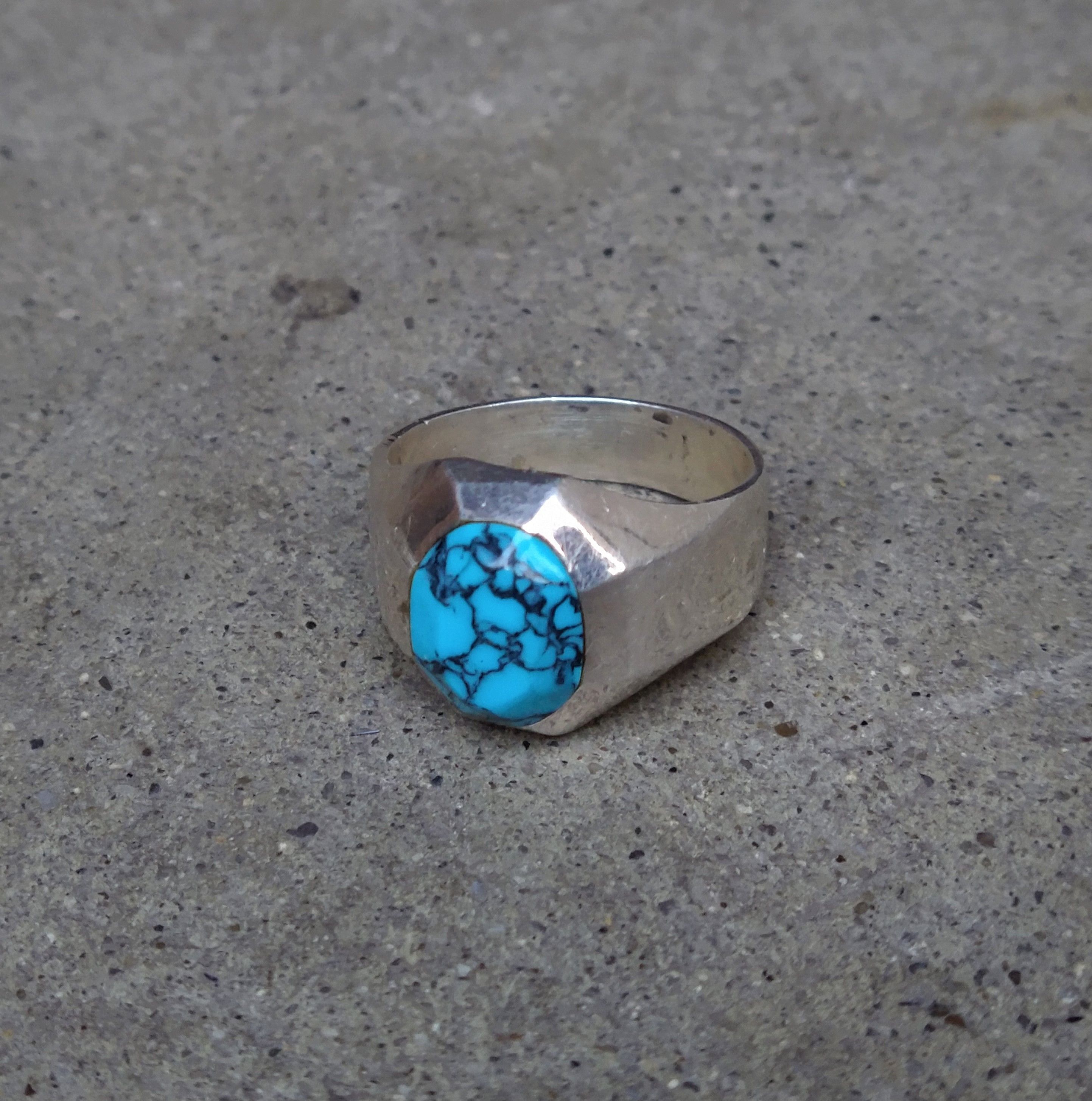 Jewelry Vintage Sterling Silver Ring Size 13.25 Howlite Modern Taxco Size ONE SIZE - 1 Thumbnail