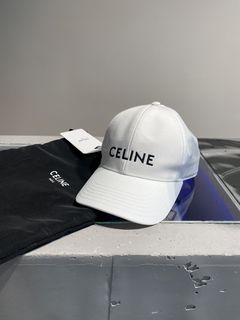 CELINE EMBROIDERED BUCKET HAT IN COTTON GABARDINE - OFF WHITE